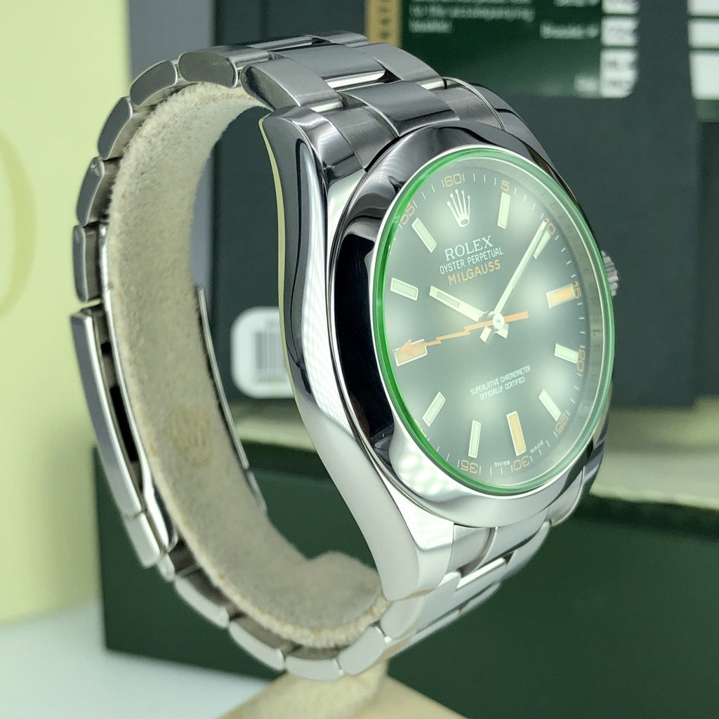 2011 Rolex Milgauss 116400 GV Green With Box And Card Full Set Mint Condition