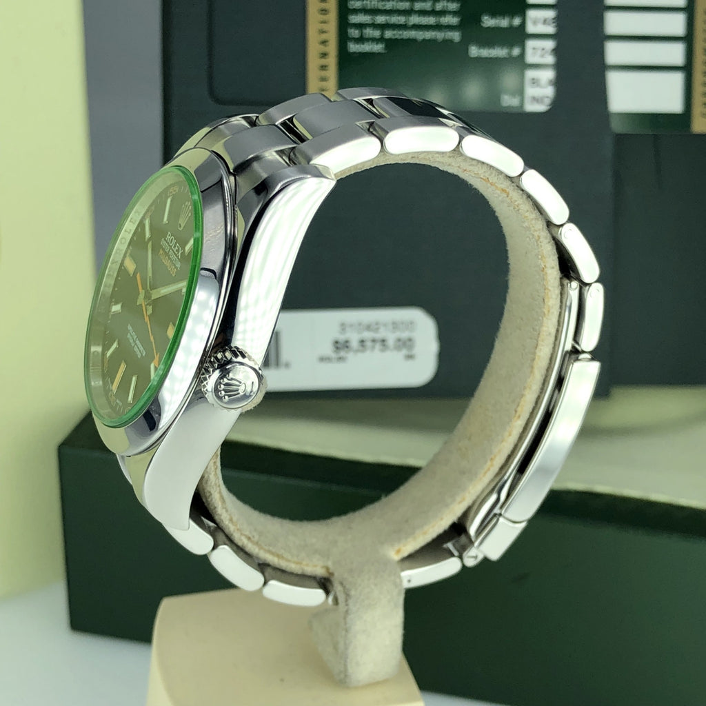 2011 Rolex Milgauss 116400 GV Green With Box And Card Full Set Mint Condition