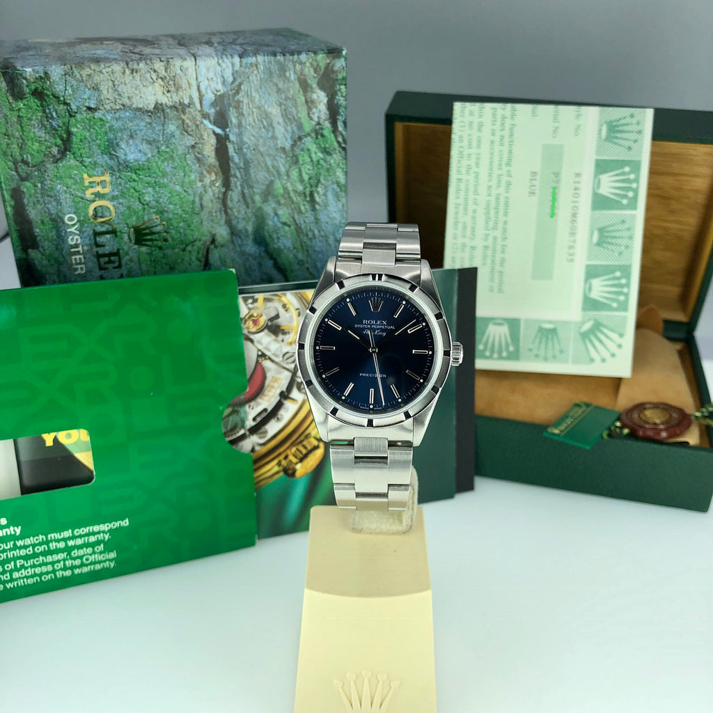 2000 Vintage Rolex 14010 Air-King Blue with Box and Papers