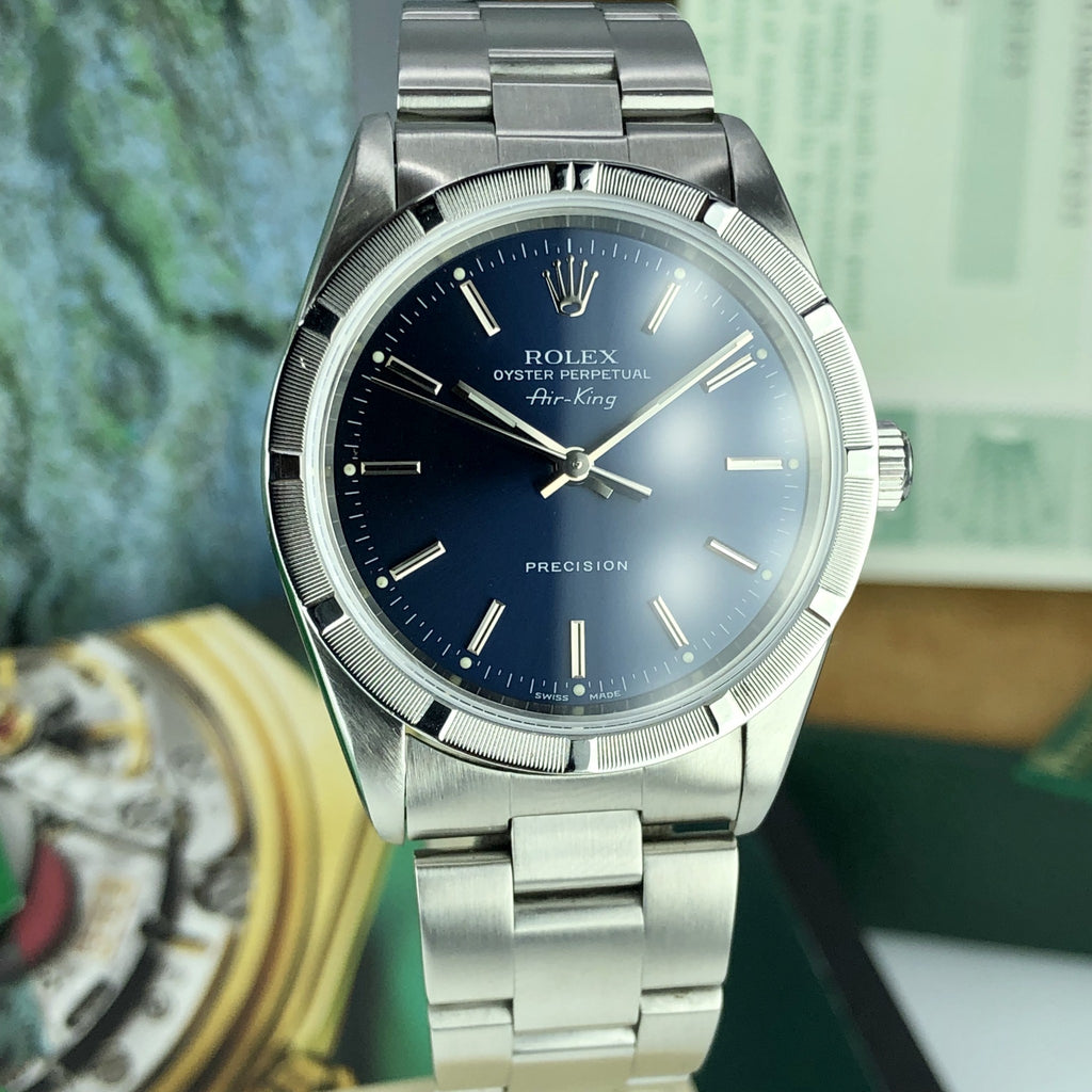 2000 Vintage Rolex 14010 Air-King Blue with Box and Papers