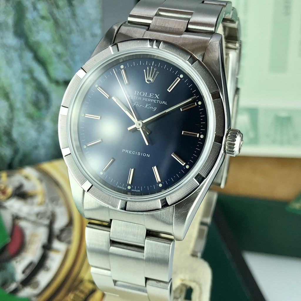 2000 Vintage Rolex 14010 Air-King Blue with Box and Papers