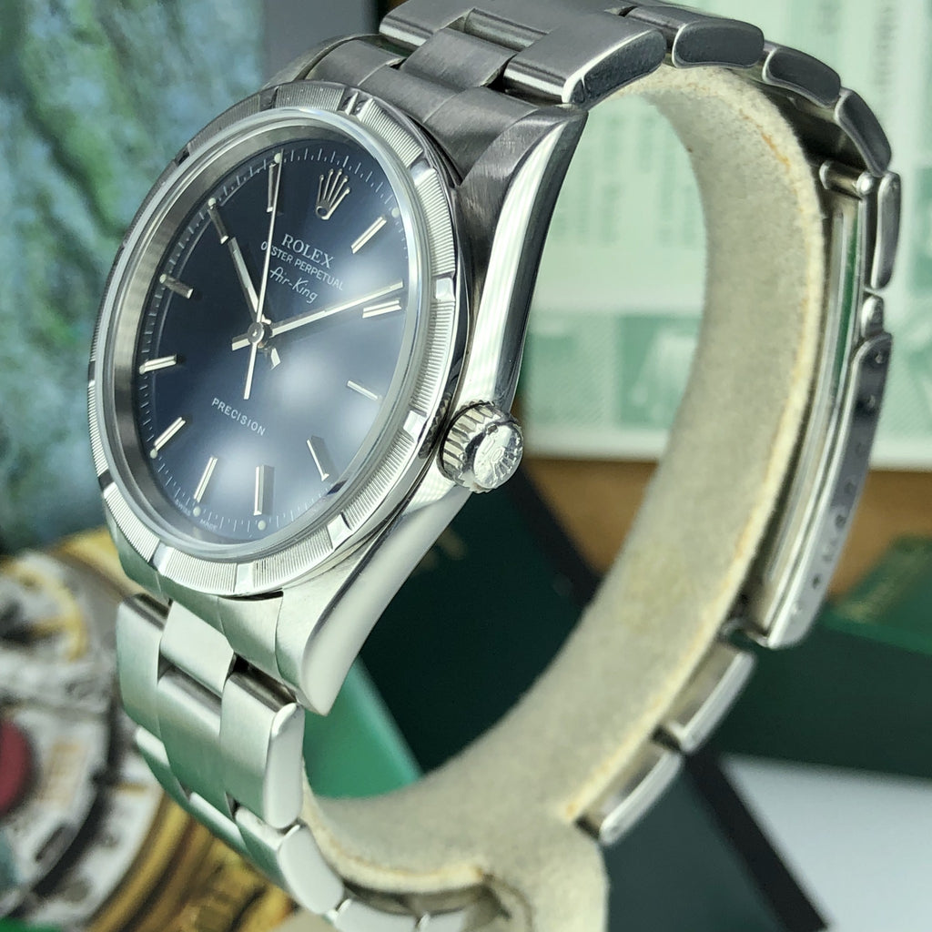 2000 Vintage Rolex 14010 Air-King Blue with Box and Papers