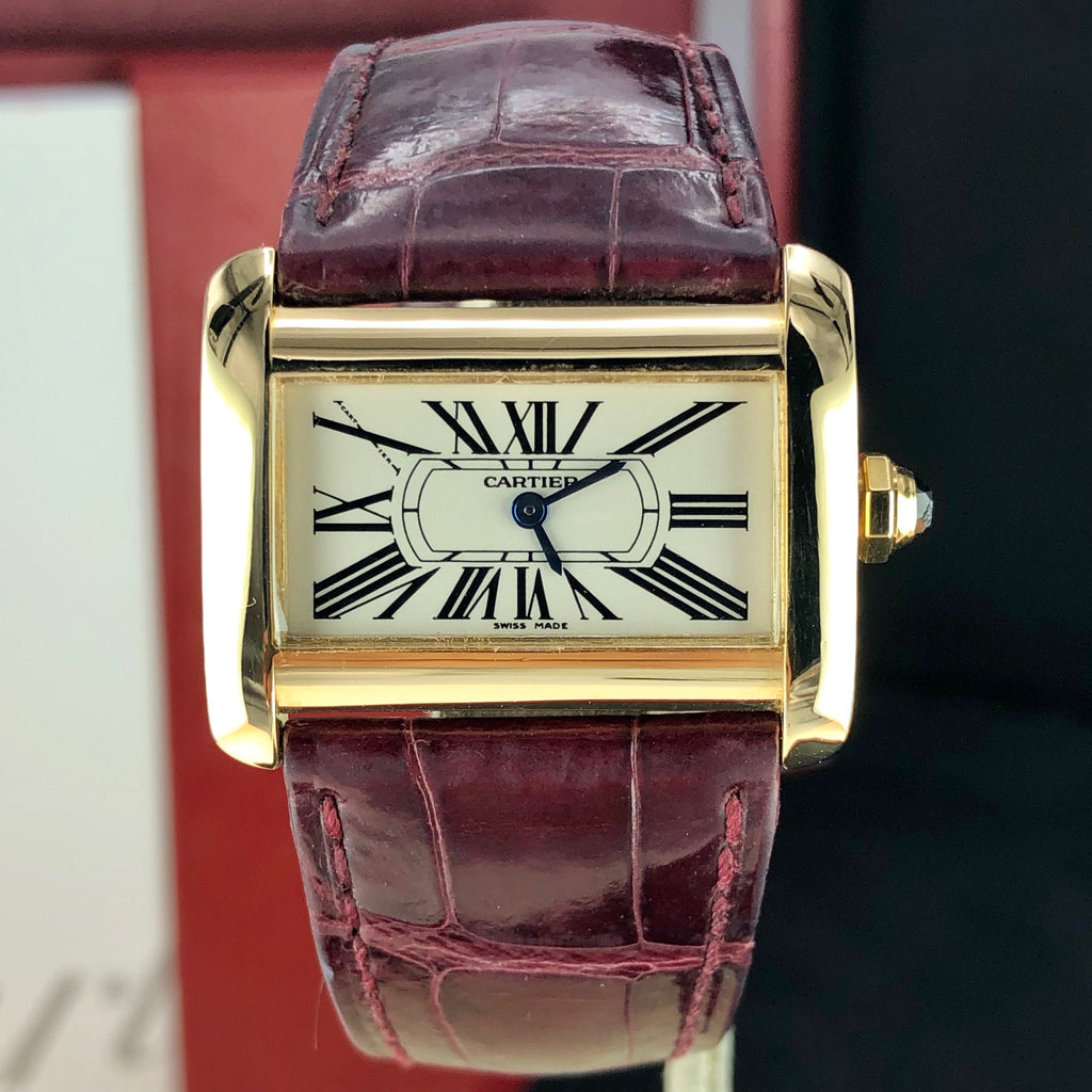 Cartier Tank Divan 18k Yellow Gold Ladies Ref. 2601 With Box & Papers
