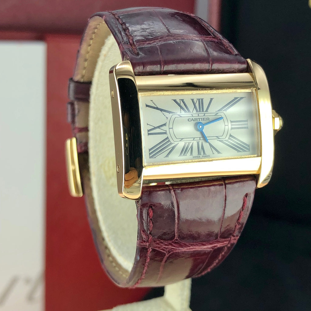 Cartier Tank Divan 18k Yellow Gold Ladies Ref. 2601 With Box & Papers