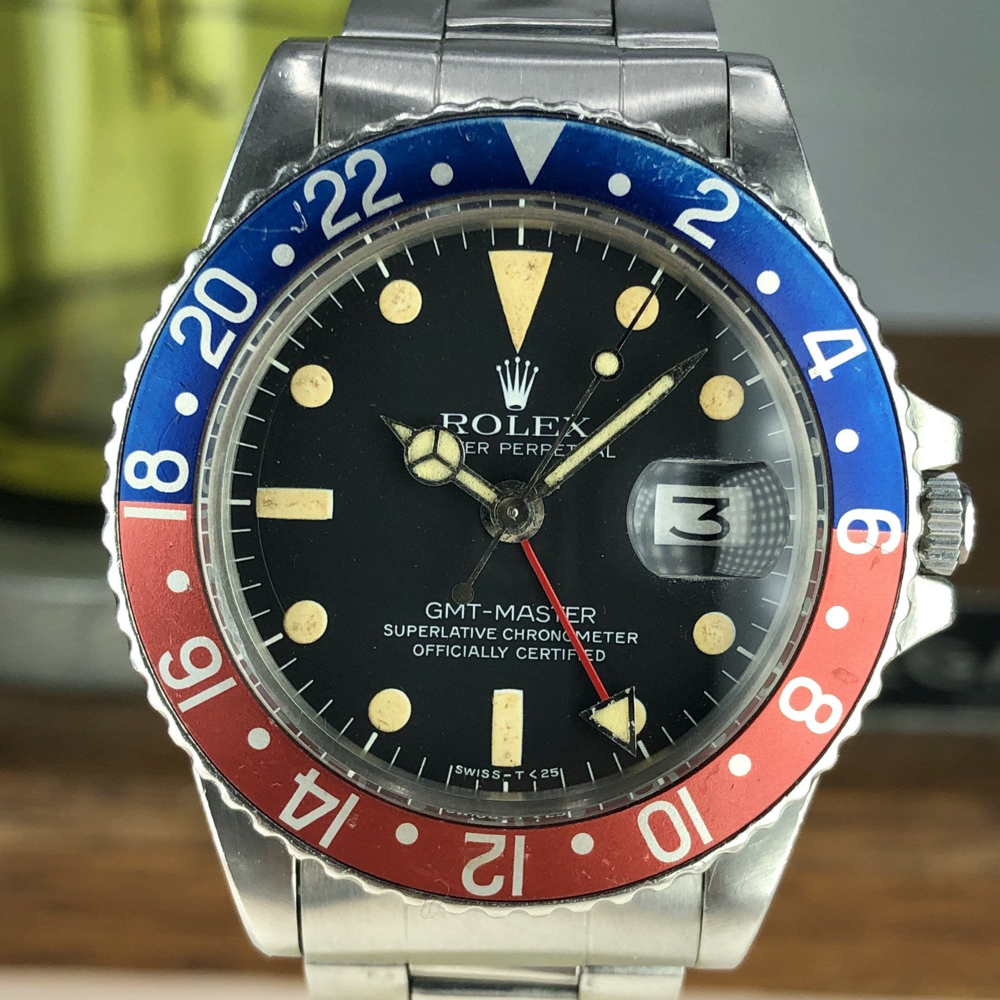 1978 Vintage Rolex GMT Master 1675 Heavy Patina Dial Orange Insert Unpolished