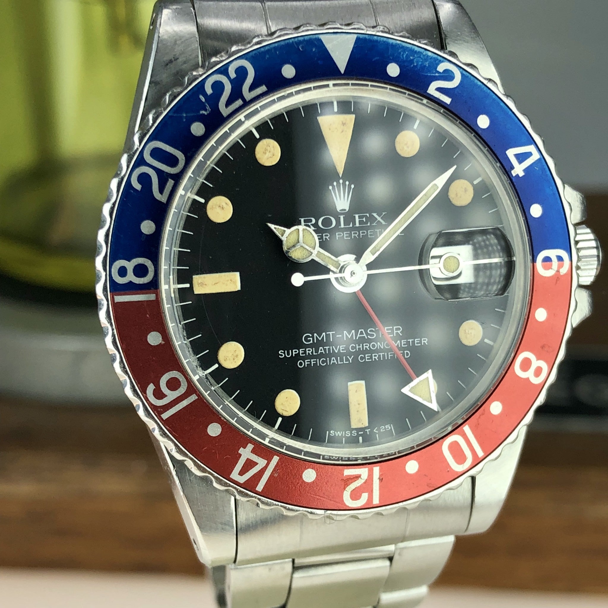 1978 Vintage Rolex GMT Master 1675 Heavy Patina Dial Orange Insert Unpolished