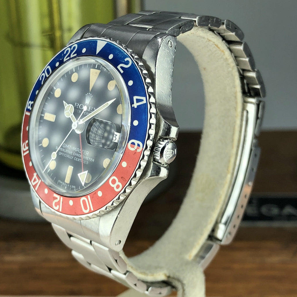 1978 Vintage Rolex GMT Master 1675 Heavy Patina Dial Orange Insert Unpolished