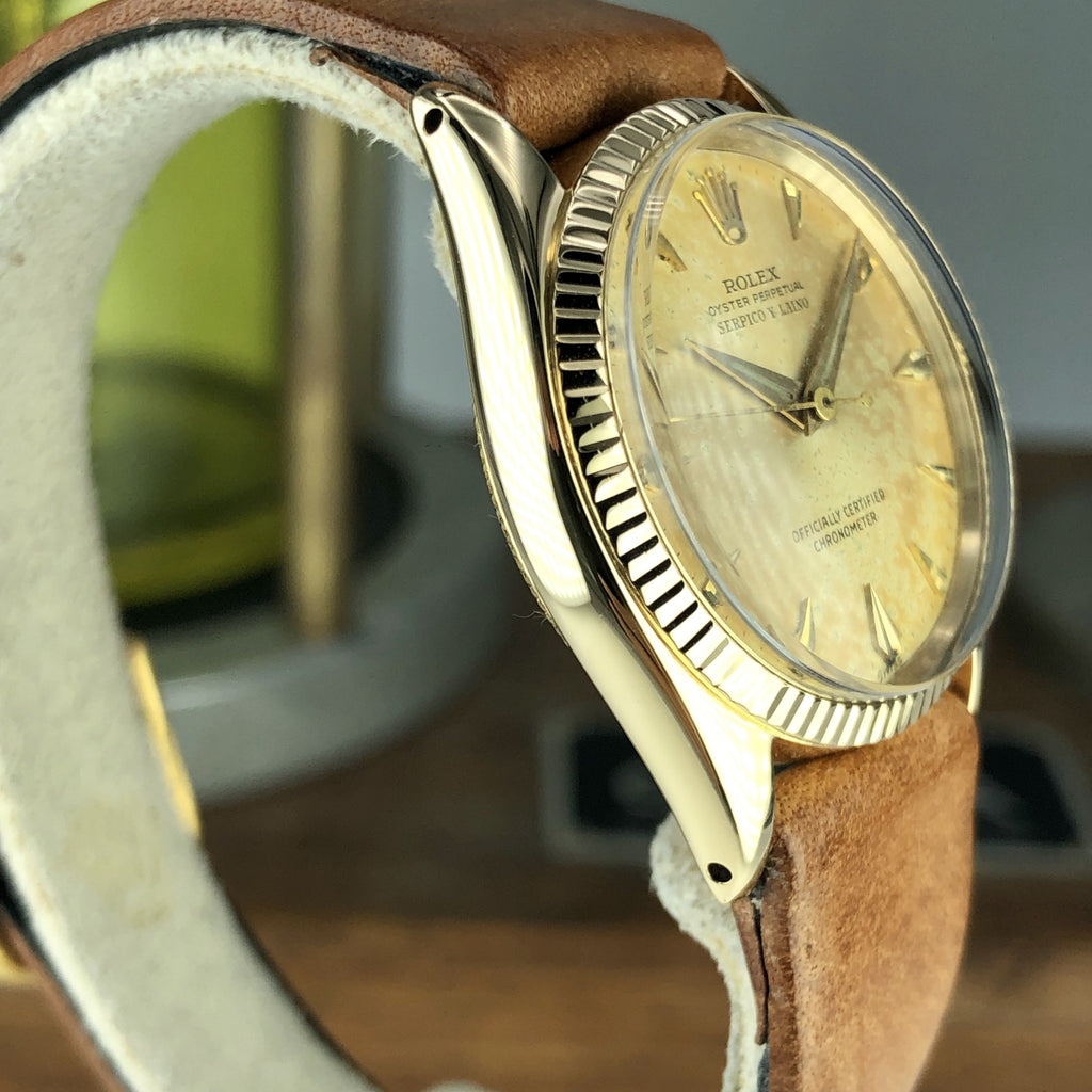 1954 Vintage Rolex 6551 Oyster Perpetual Serpico Y Laino 18k Gold With Box