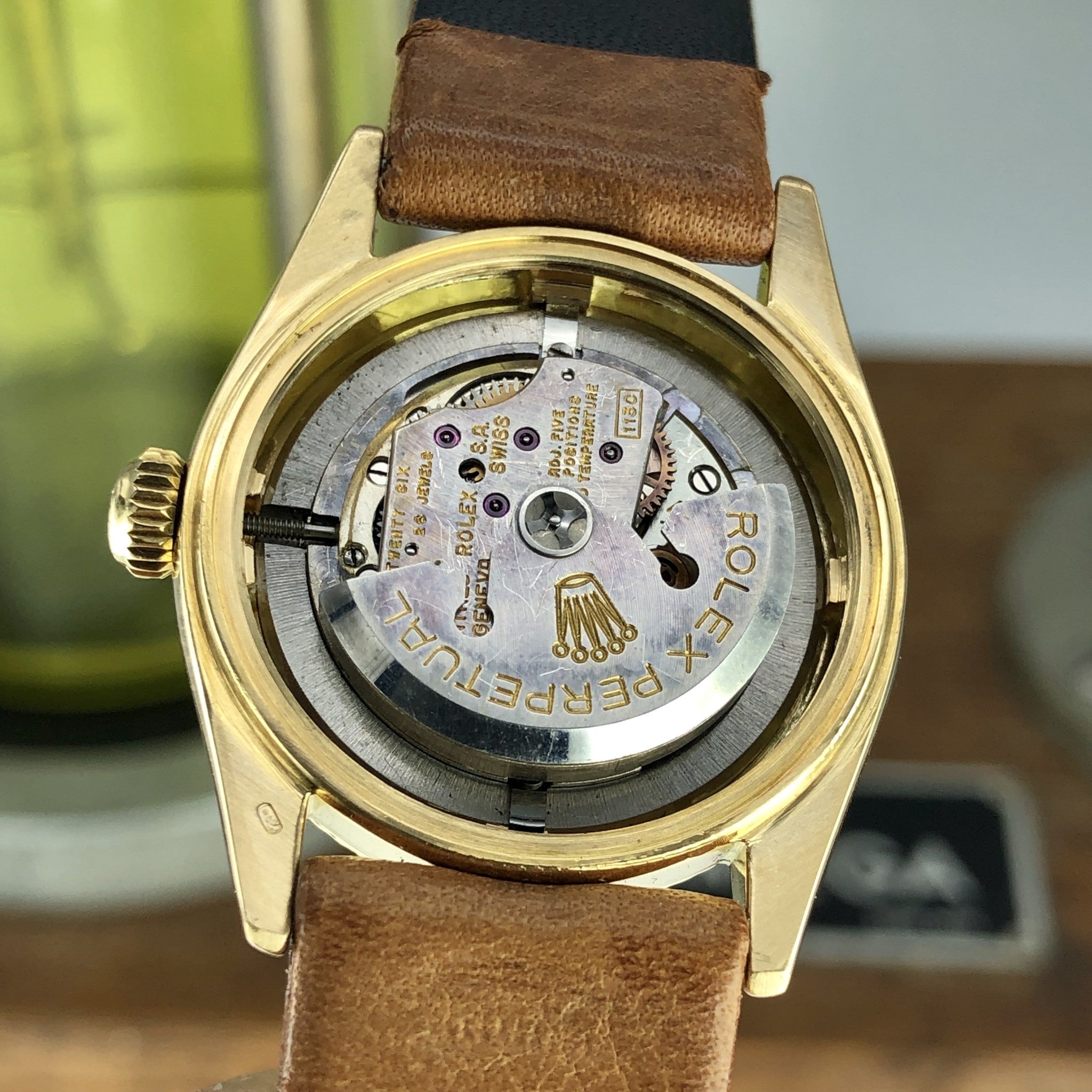 1954 Vintage Rolex 6551 Oyster Perpetual Serpico Y Laino 18k Gold With Box