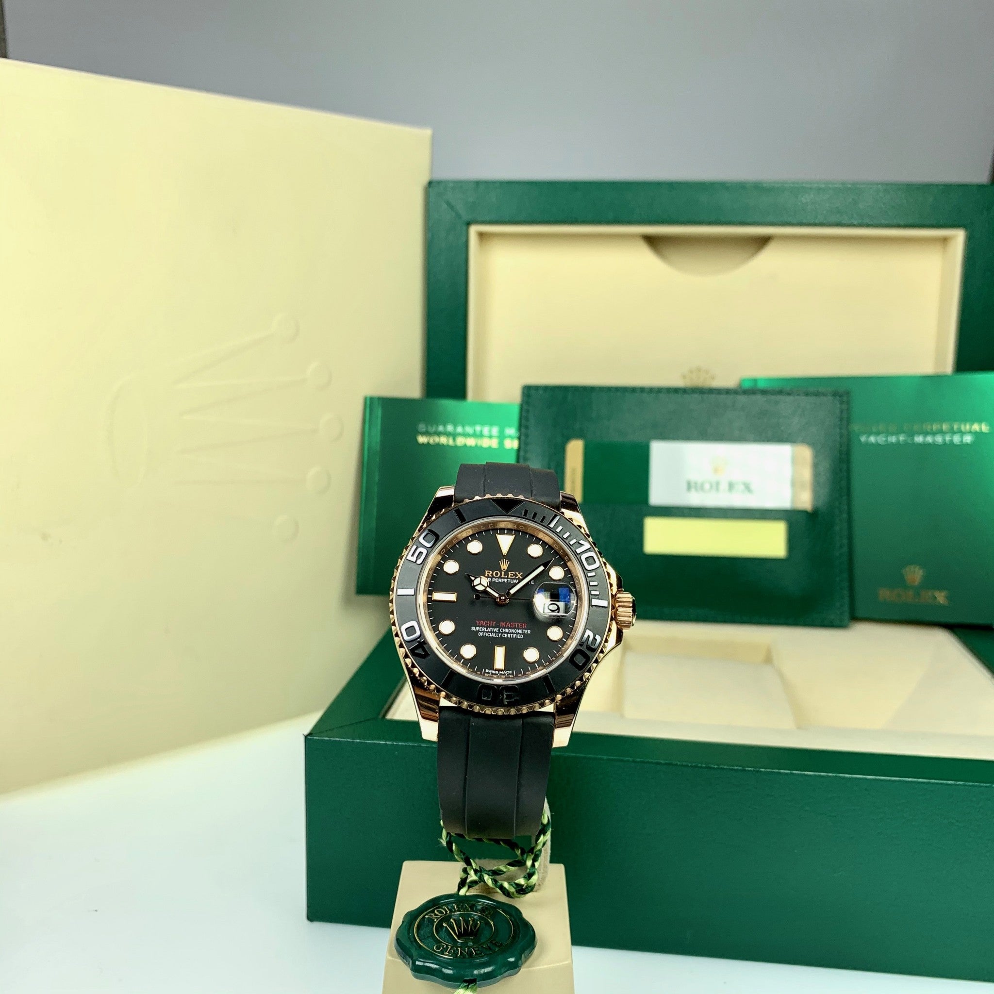 2016 Rolex Yacht Master 116655 Rose Gold  With Oyster Flex Strap Rolex Box & Papers