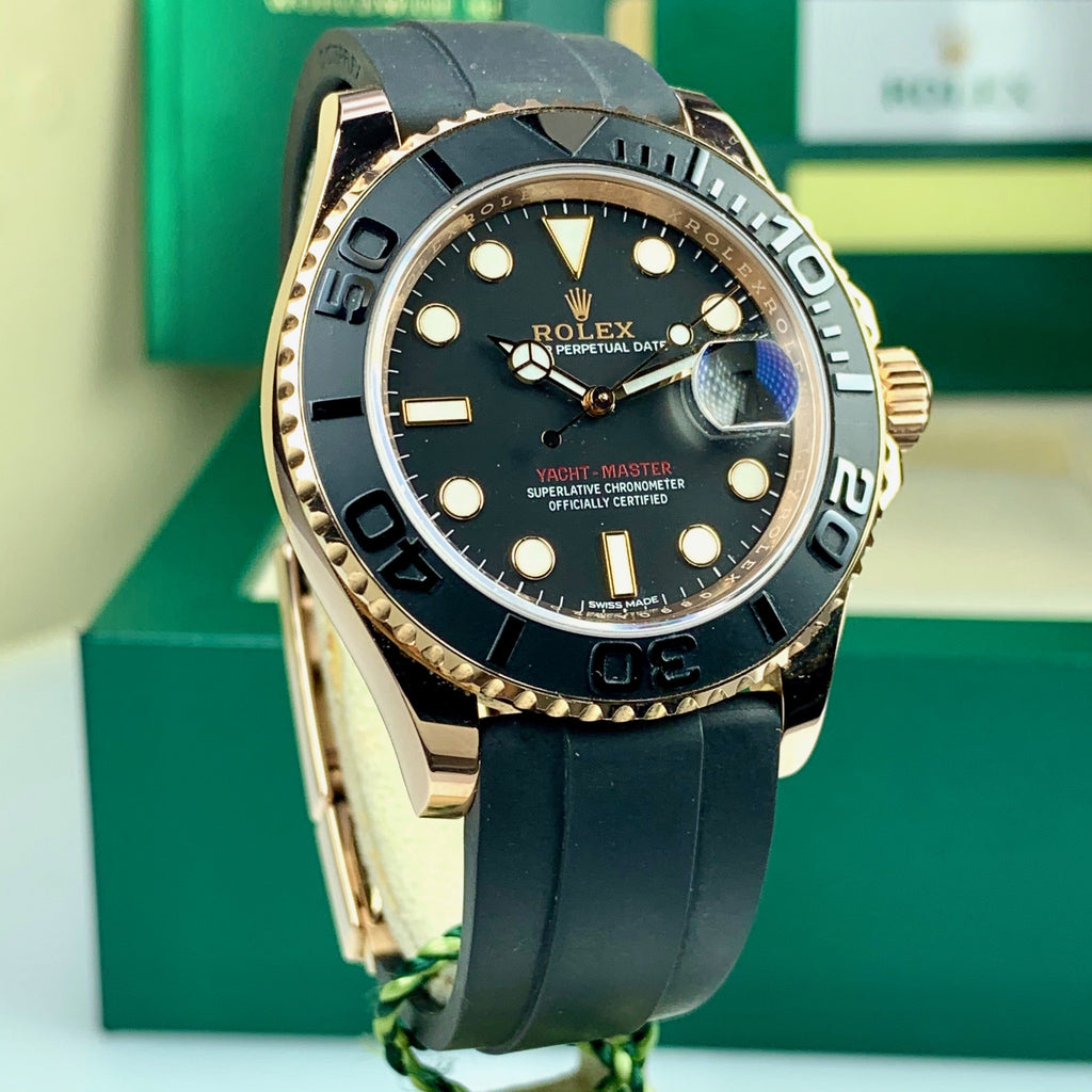 2016 Rolex Yacht Master 116655 Rose Gold  With Oyster Flex Strap Rolex Box & Papers