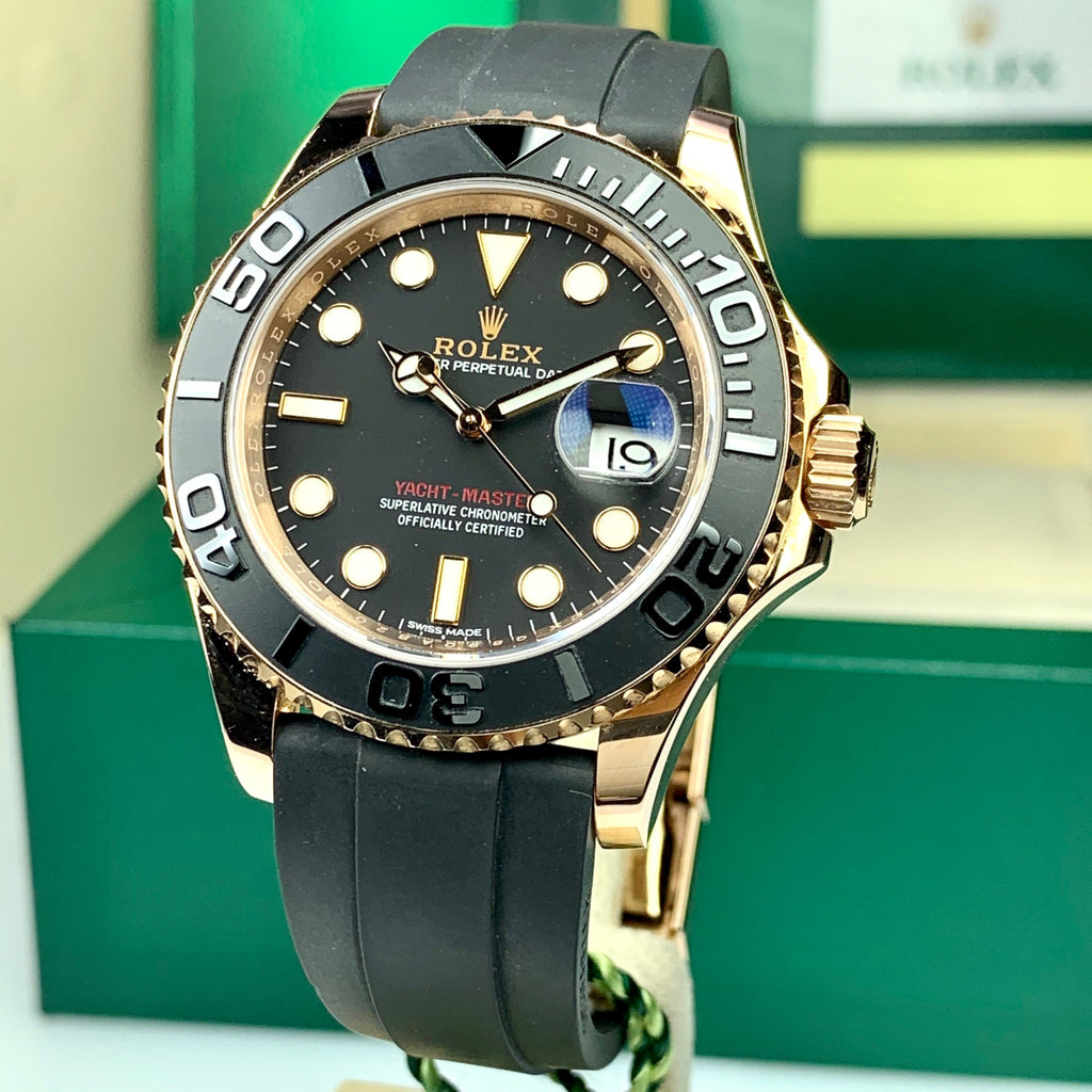 2016 Rolex Yacht Master 116655 Rose Gold  With Oyster Flex Strap Rolex Box & Papers