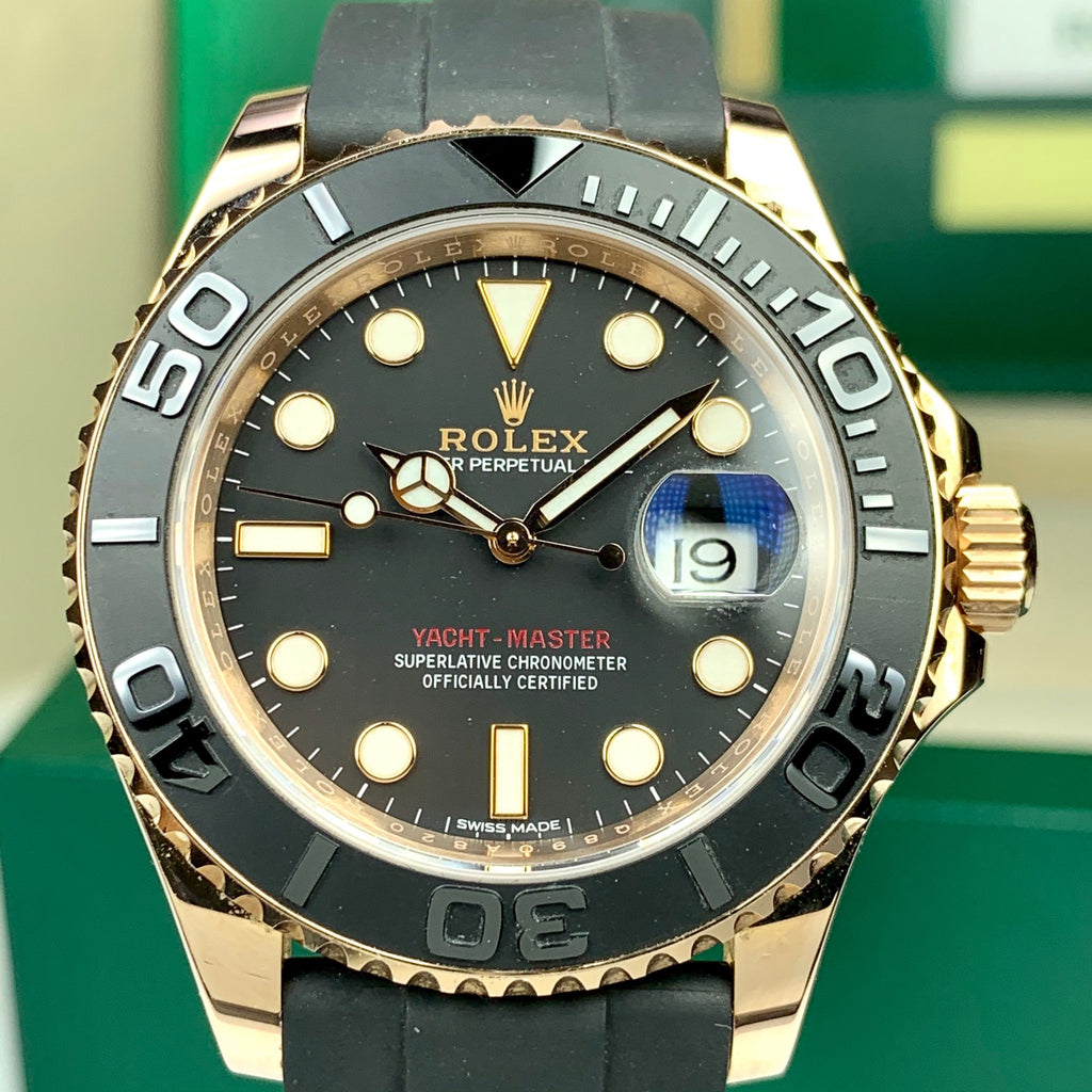 2016 Rolex Yacht Master 116655 Rose Gold  With Oyster Flex Strap Rolex Box & Papers