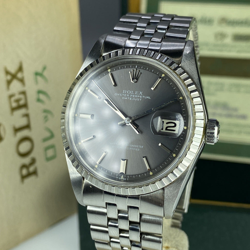 1966 Vintage Rolex Datejust 1603 Gray Dial W/ Box & Papers Full & Service Papers