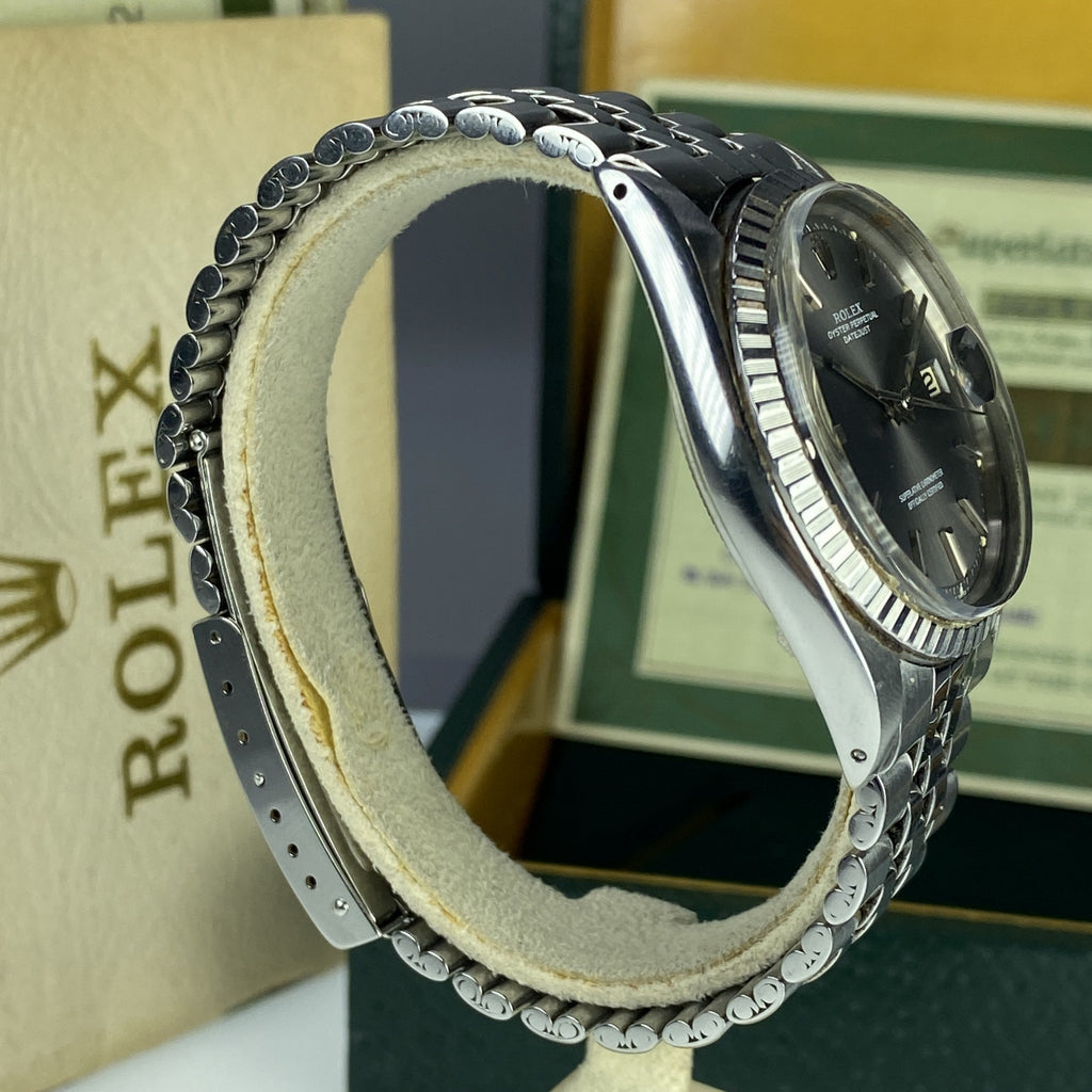 1966 Vintage Rolex Datejust 1603 Gray Dial W/ Box & Papers Full & Service Papers