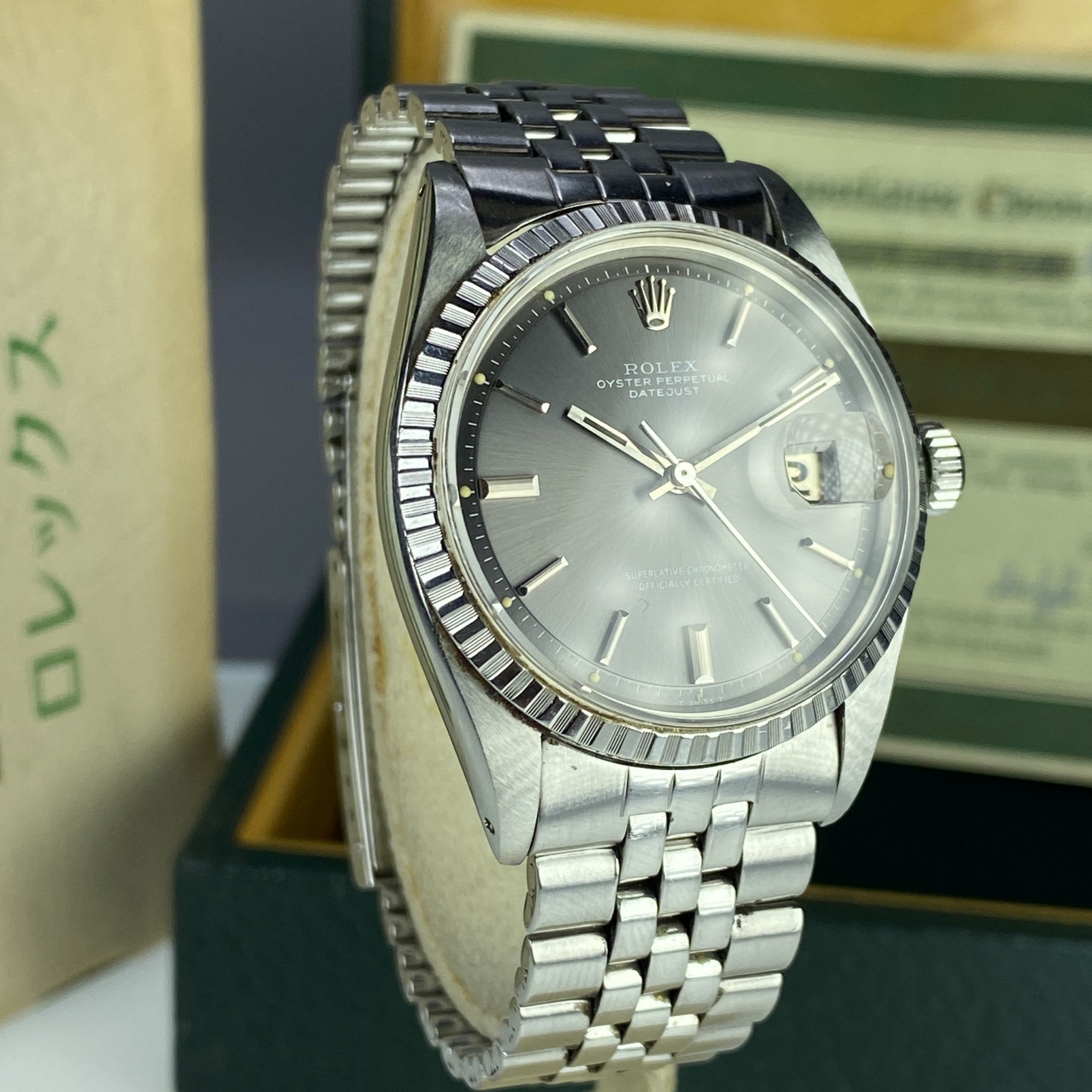 1966 Vintage Rolex Datejust 1603 Gray Dial W/ Box & Papers Full & Service Papers