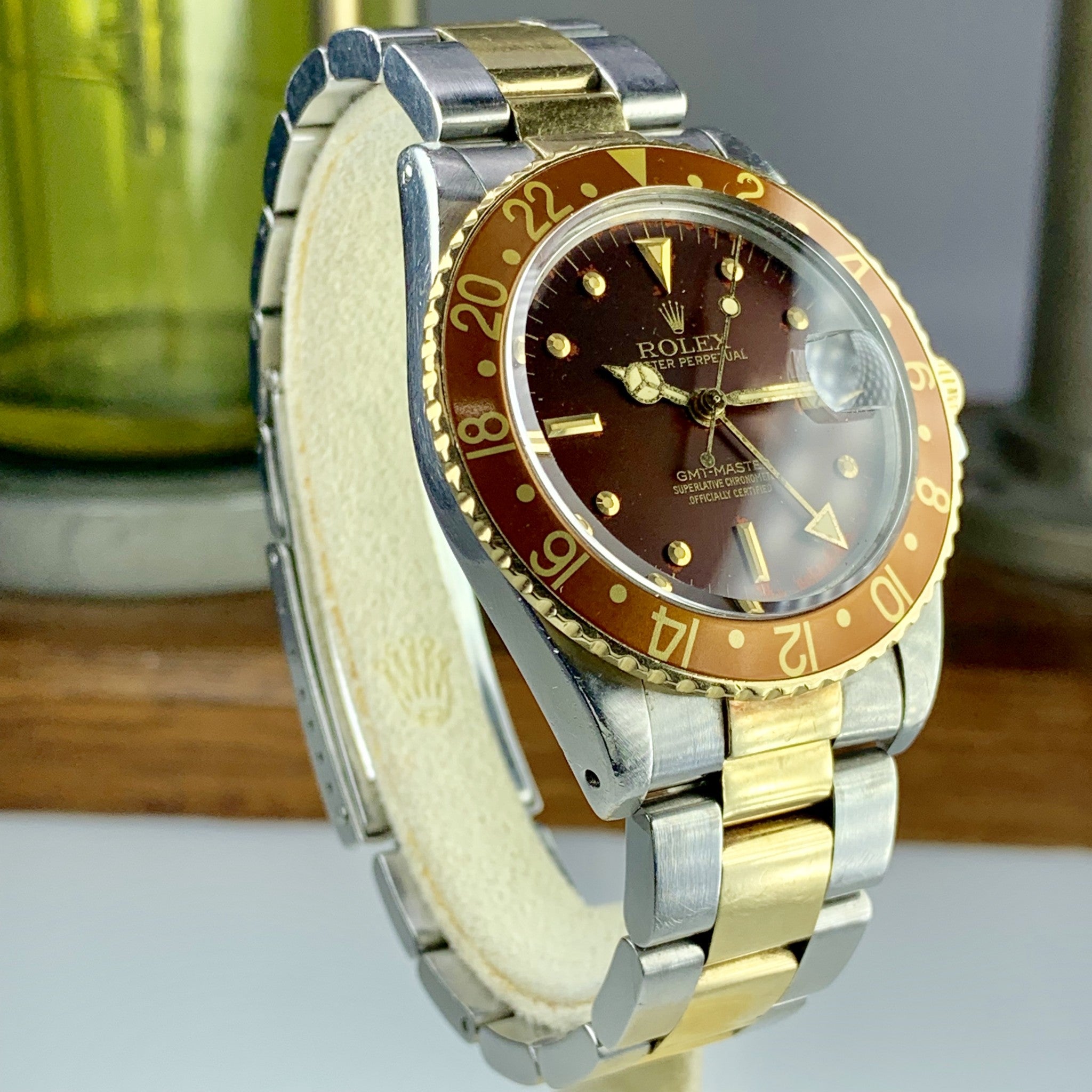 1980 Vintage Rolex 16753 GMT-Master Tone Gold & Steel Unpolished Rootbeer