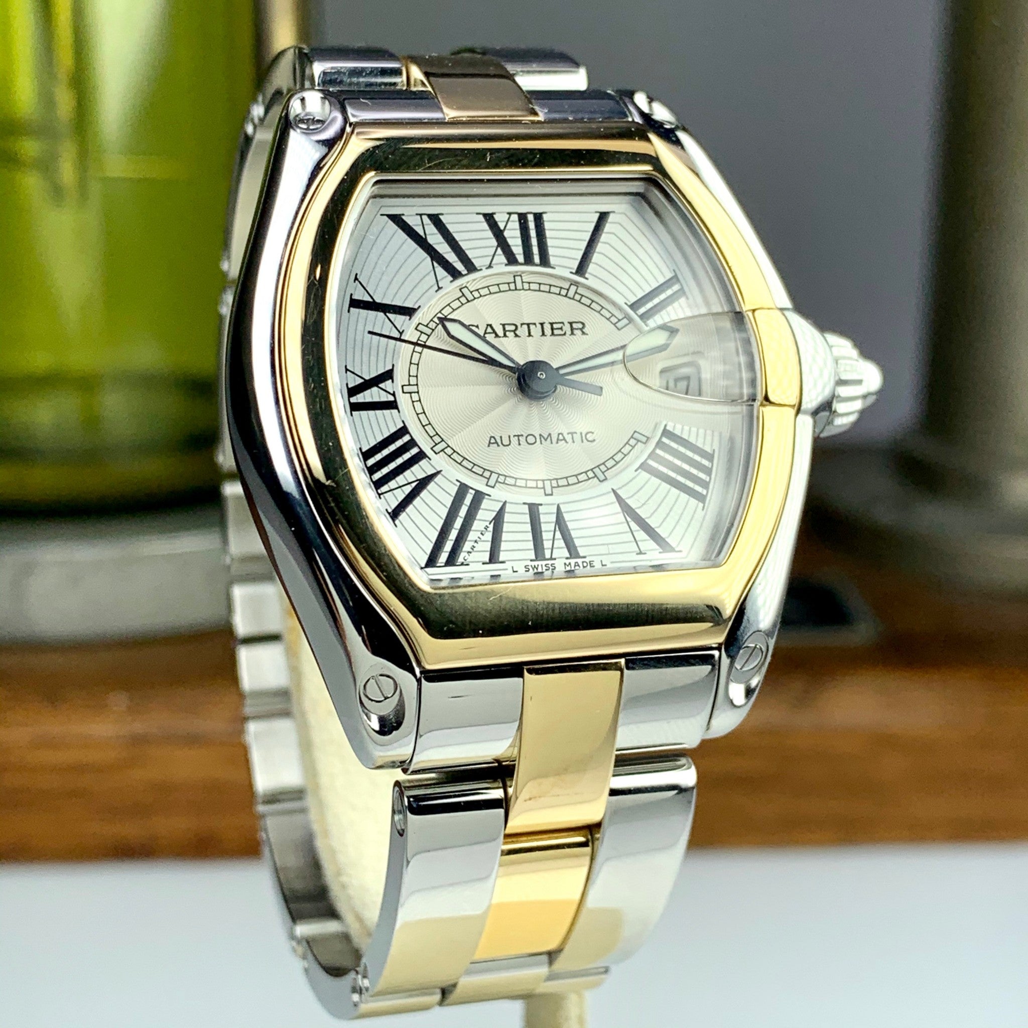 Cartier Roadster Yellow Gold Steel Automatic Mens Watch W62031Y4