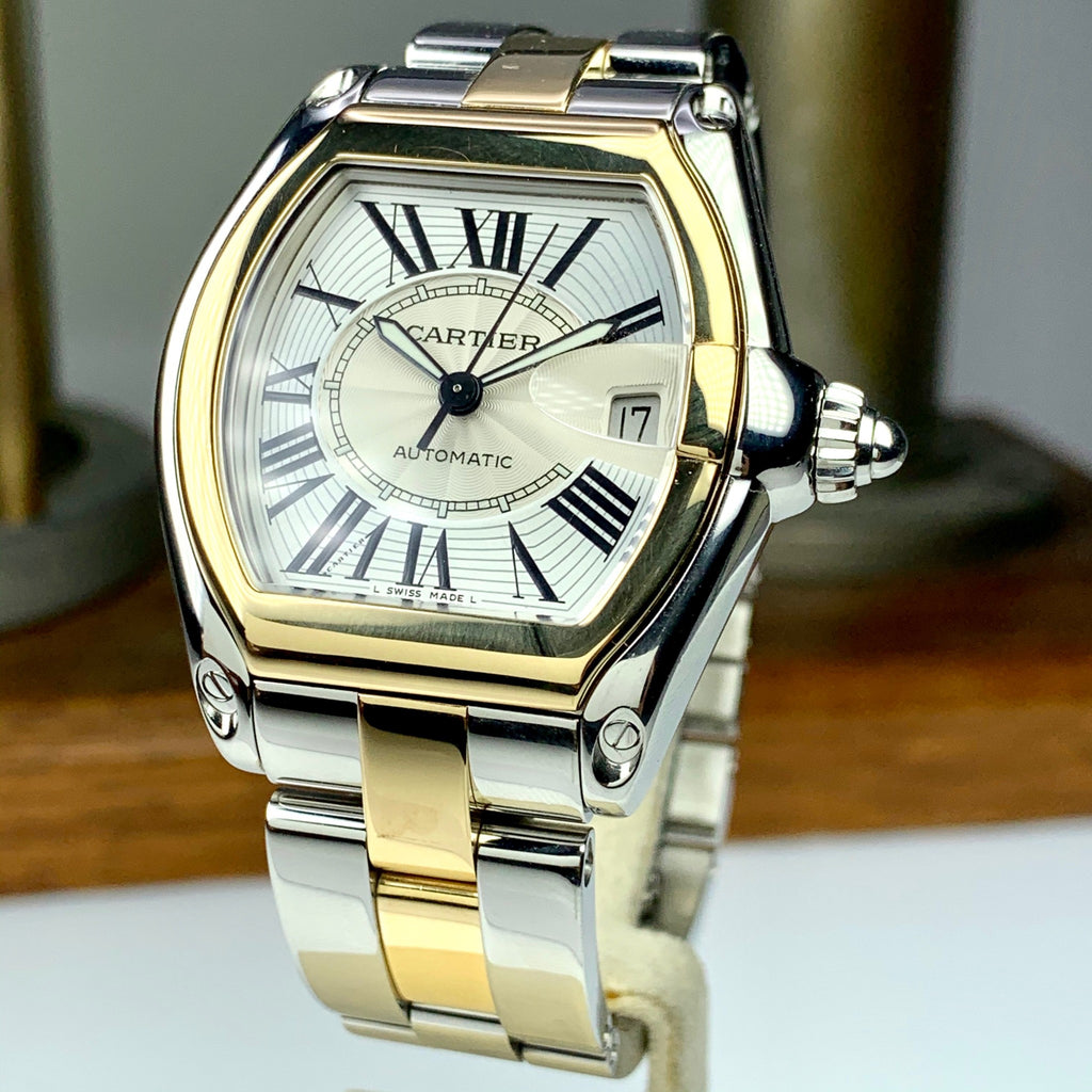 Cartier Roadster Yellow Gold Steel Automatic Mens Watch W62031Y4