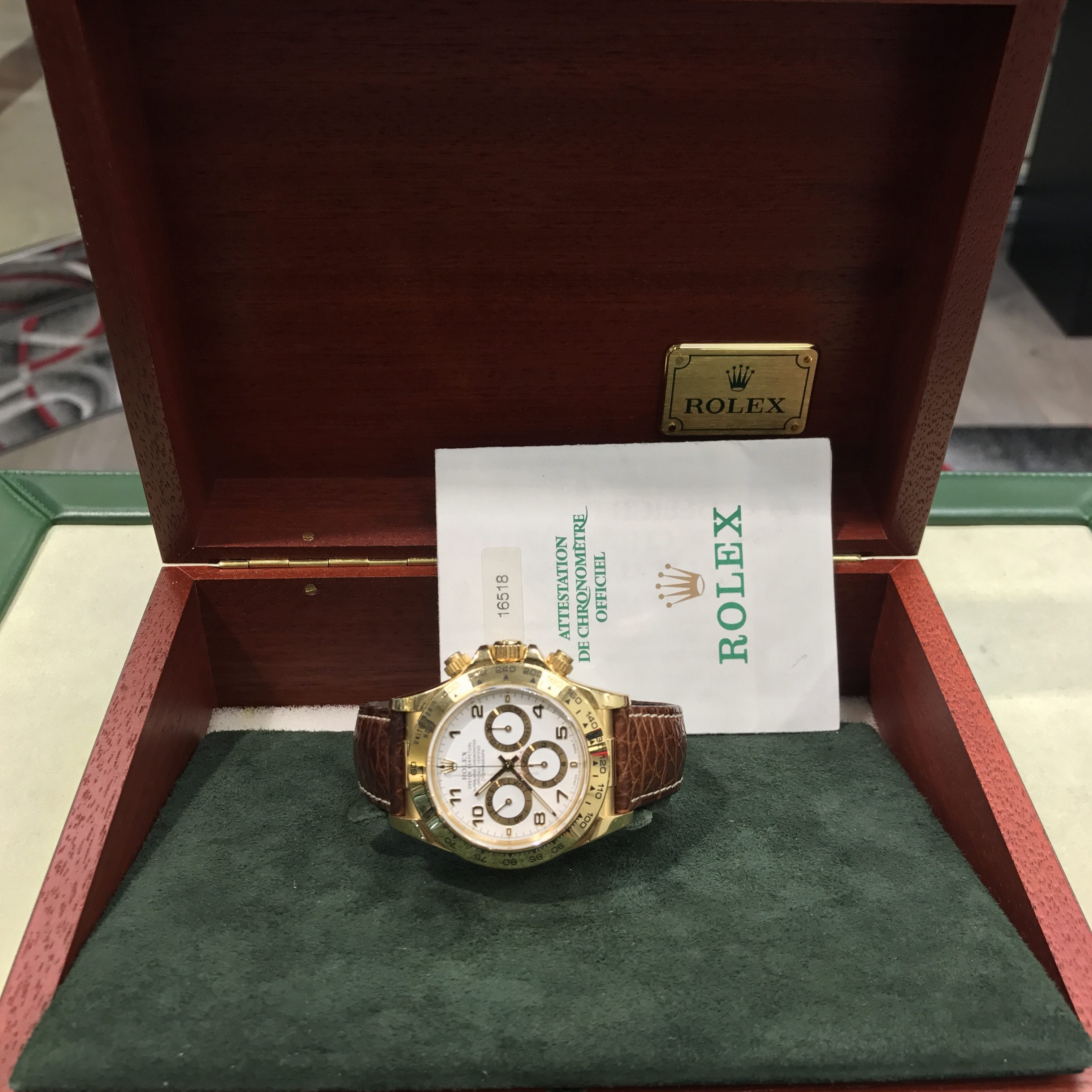 Rolex 16518 Daytona Zenith Movement Yellow Gold 18k Box Papers Never Polished
