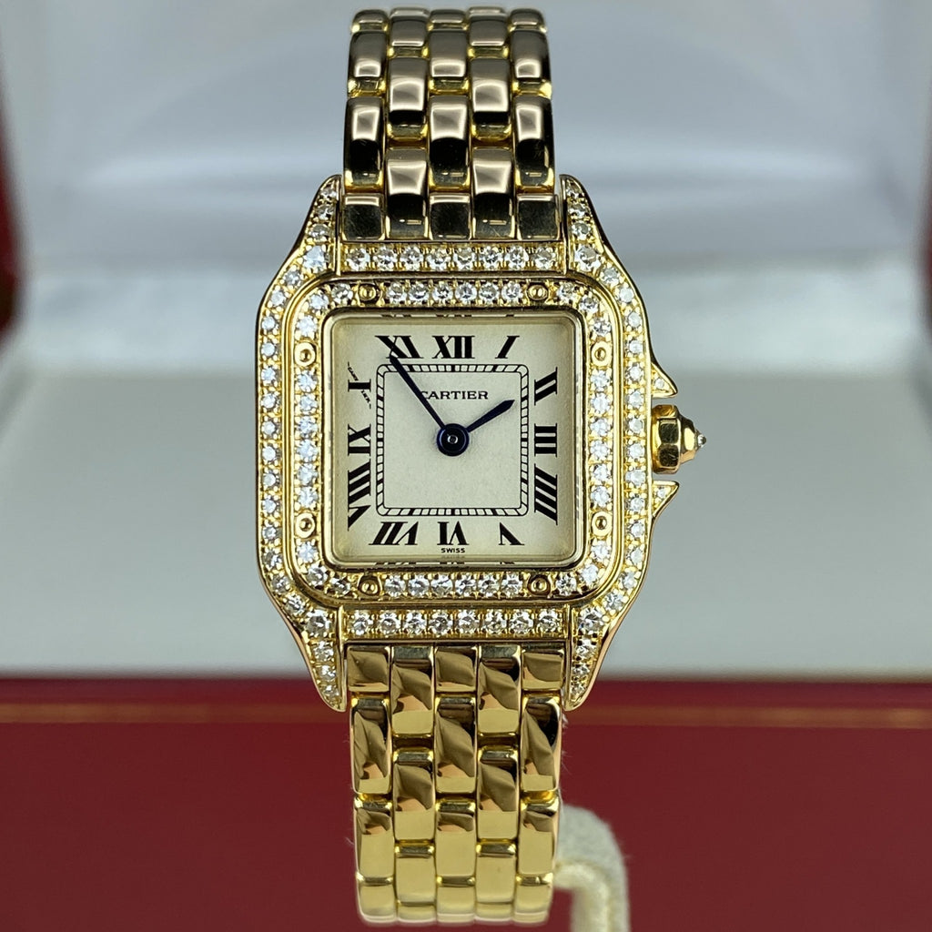 Cartier Ladies Panthere 18k Yellow Gold Ivory Dial Quartz with Diamonds