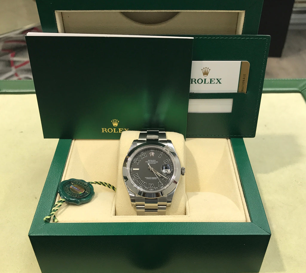 Unworn Rolex 116300 Datejust II 41mm SS Gray Roman Dial box and card 2017