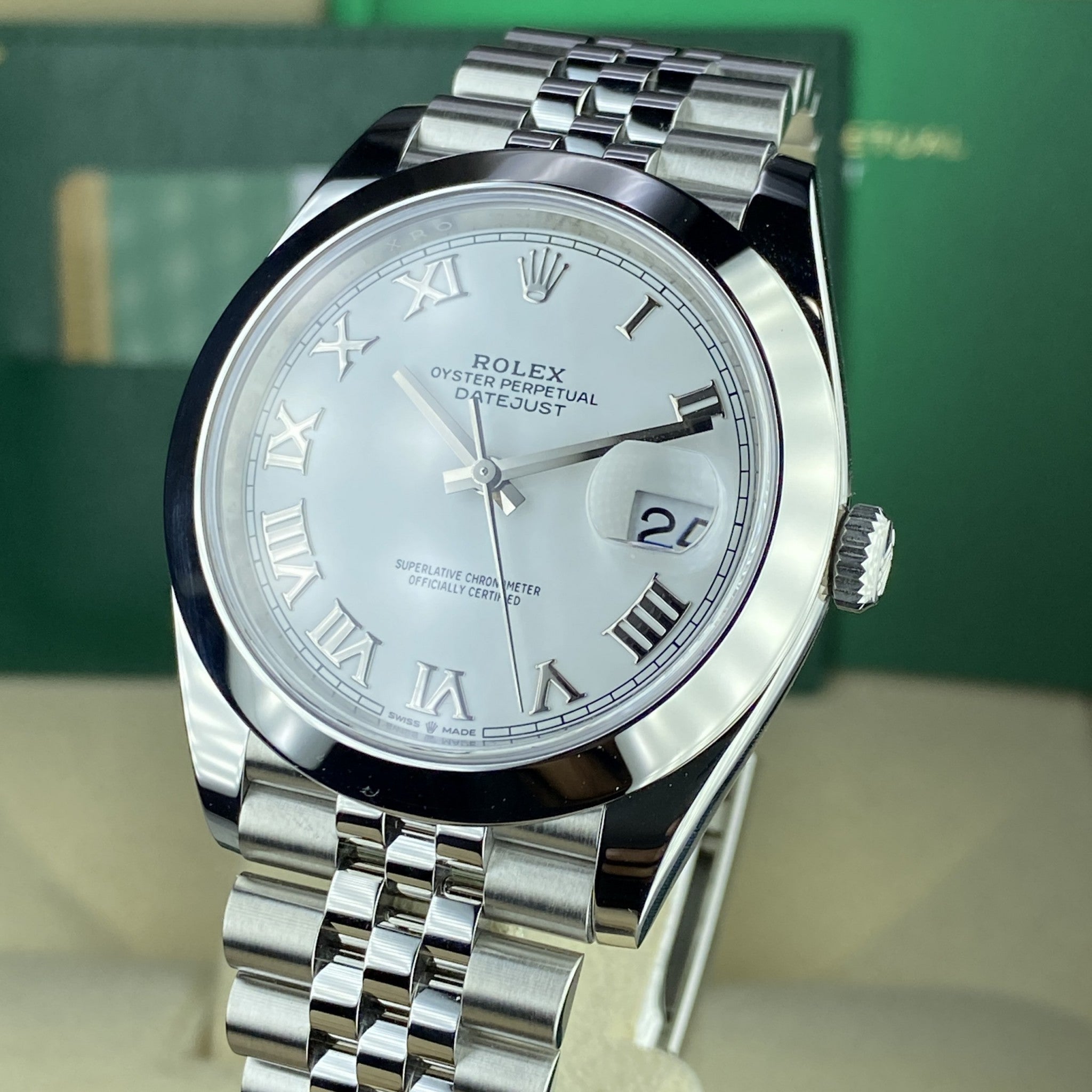 2020 Unworn Rolex Datejust 126300 Jubilee White Roman 41mm Complete
