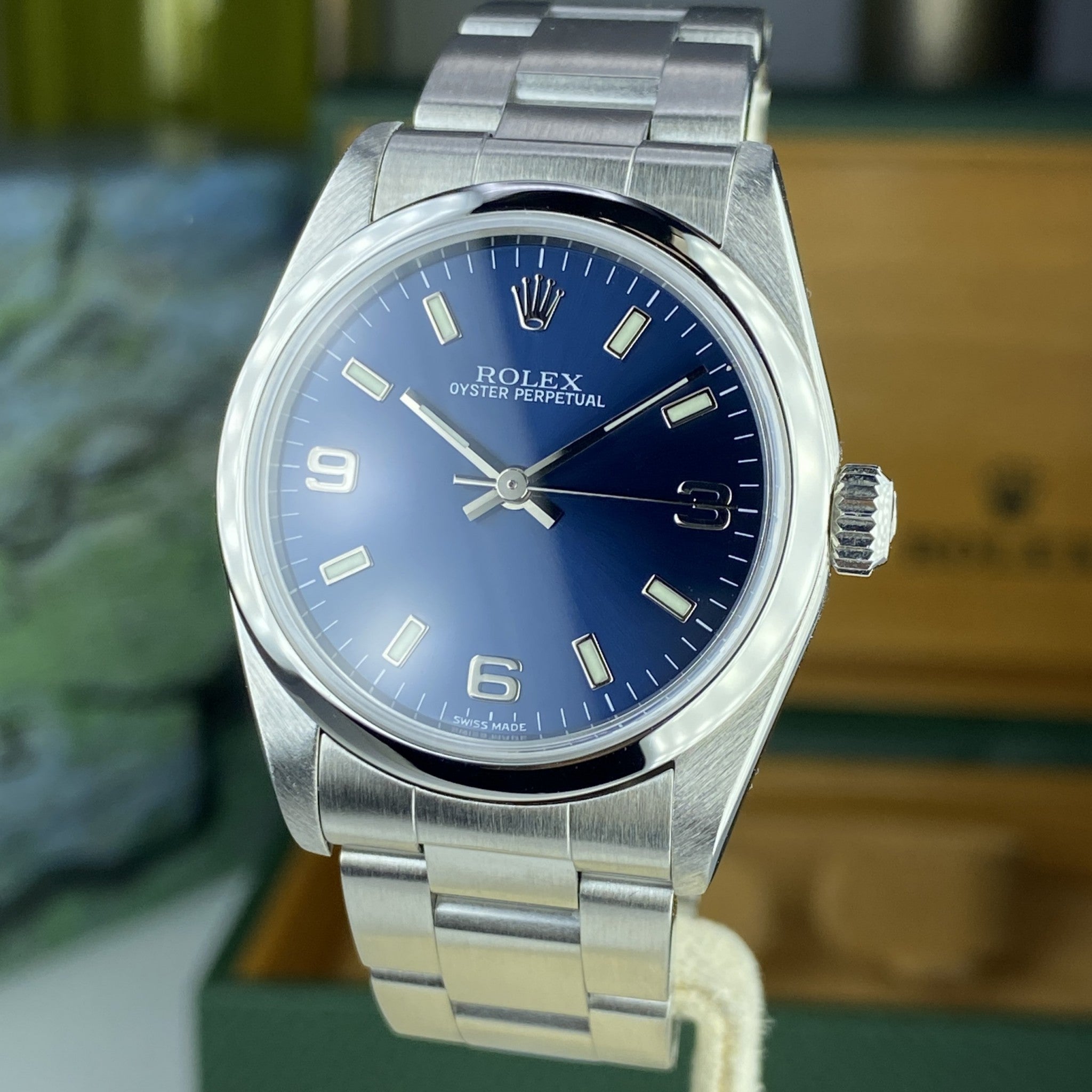 2002 Rolex Oyster Perpetual 77080 Stainless Steel 31MM Blue Dial
