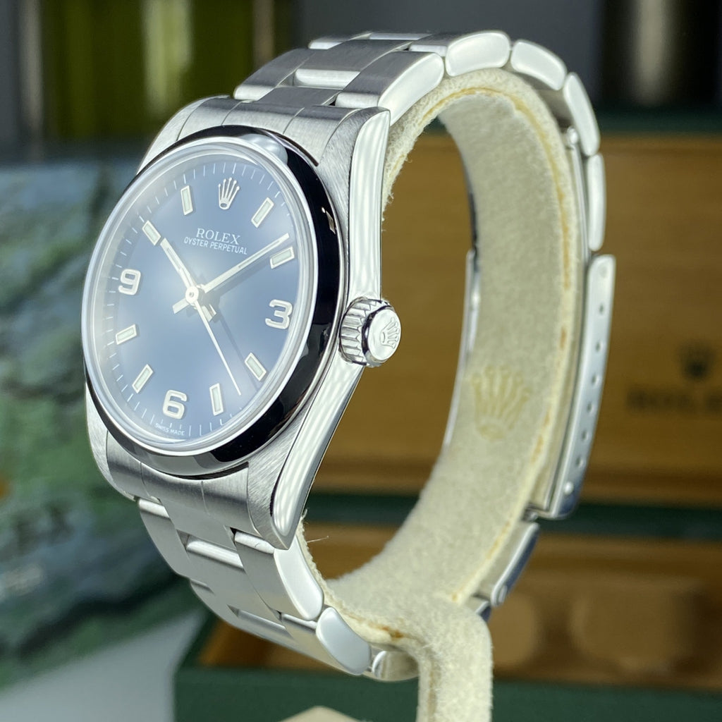 2002 Rolex Oyster Perpetual 77080 Stainless Steel 31MM Blue Dial
