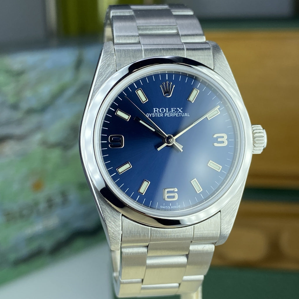 2002 Rolex Oyster Perpetual 77080 Stainless Steel 31MM Blue Dial