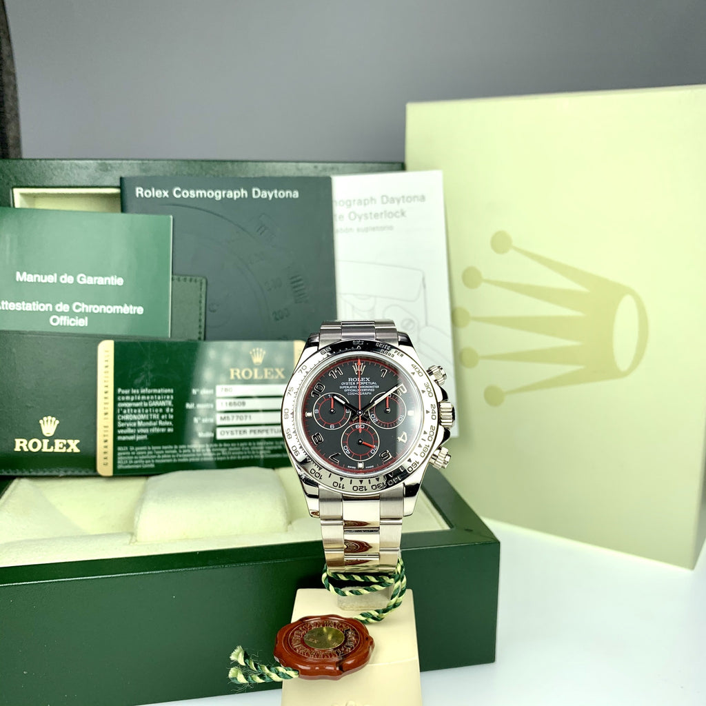 2010 Rolex Daytona 116509 White Gold Grey Dial Arabic Numbers Full Set Box and Papers Polished