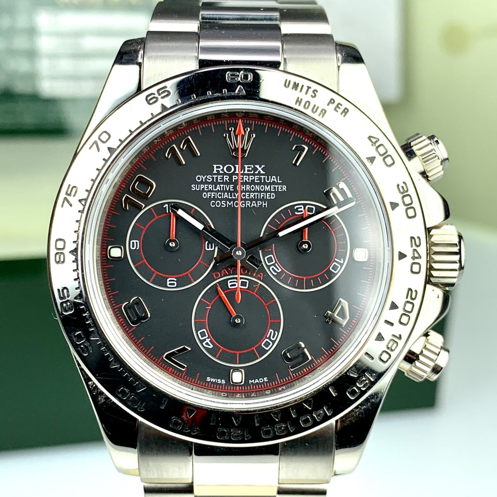 2010 Rolex Daytona 116509 White Gold Grey Dial Arabic Numbers Full Set Box and Papers Polished