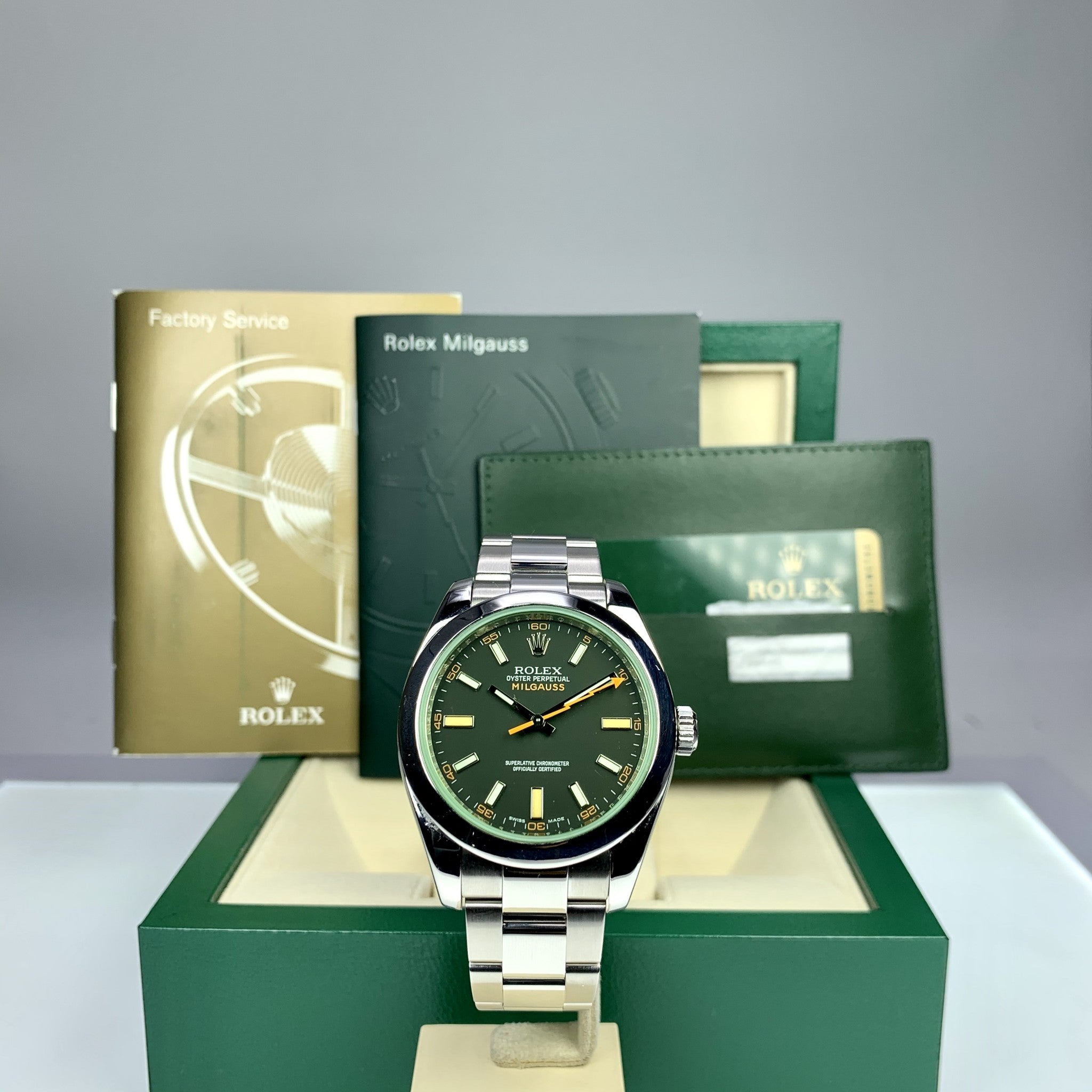 2012 Rolex Milgauss 116400V Green Full set box & card