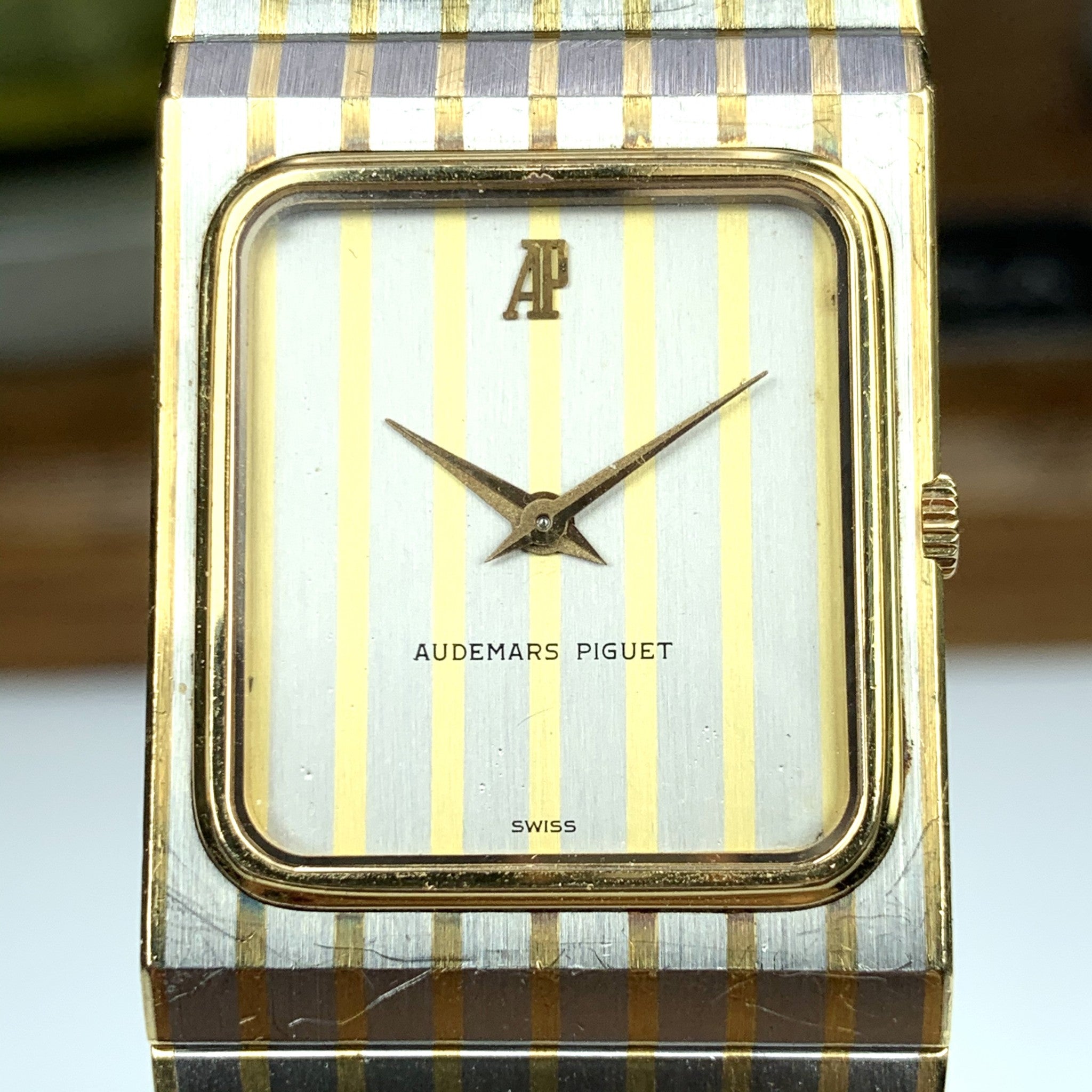 Rare 1970’s Audemars Piguet Ultra Slim, Retro Tank Style Stainless 18k Watch