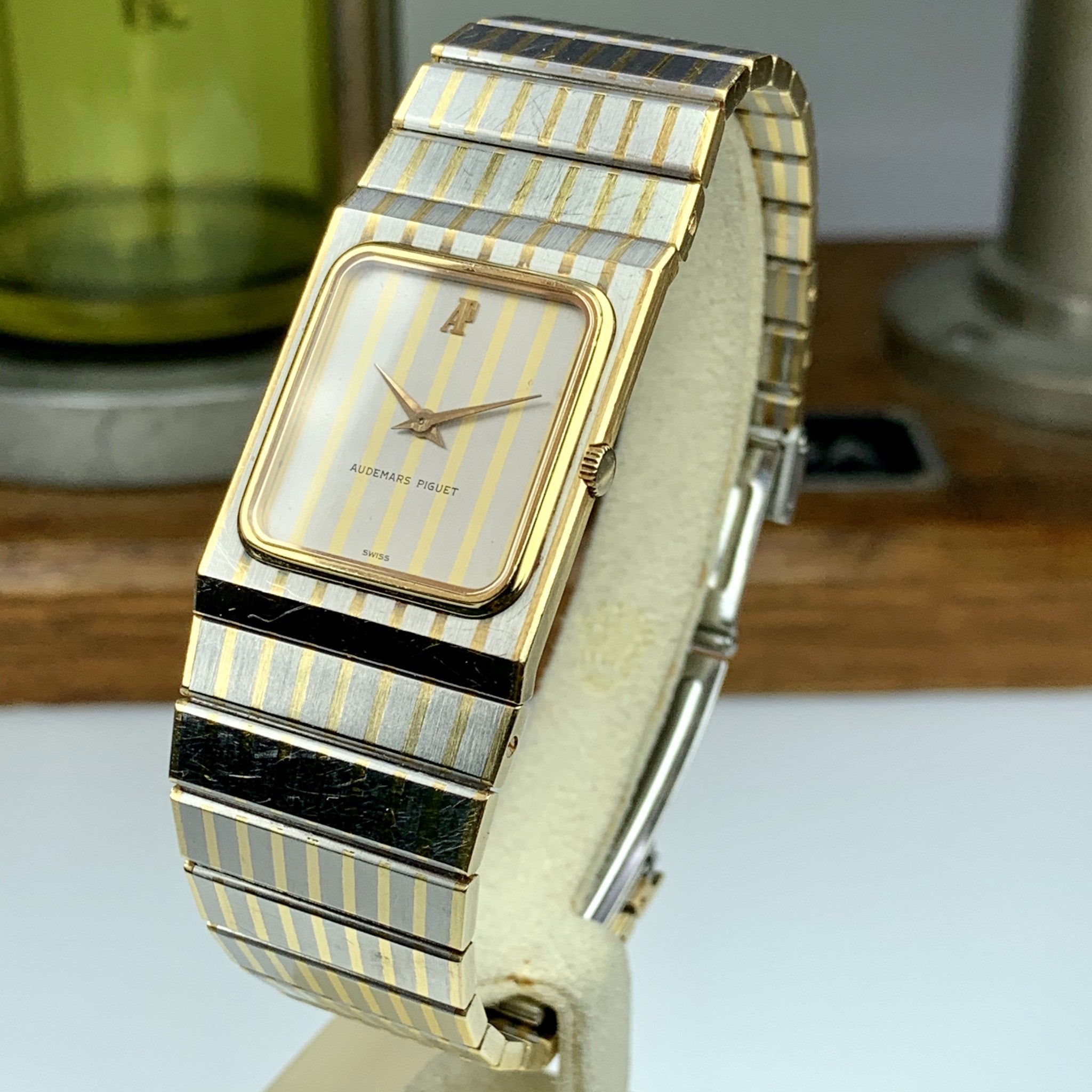 Rare 1970’s Audemars Piguet Ultra Slim, Retro Tank Style Stainless 18k Watch