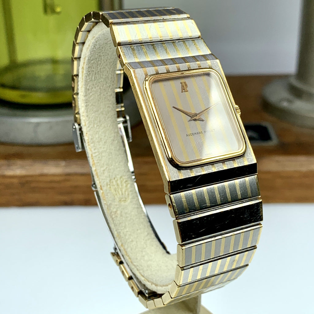 Rare 1970’s Audemars Piguet Ultra Slim, Retro Tank Style Stainless 18k Watch