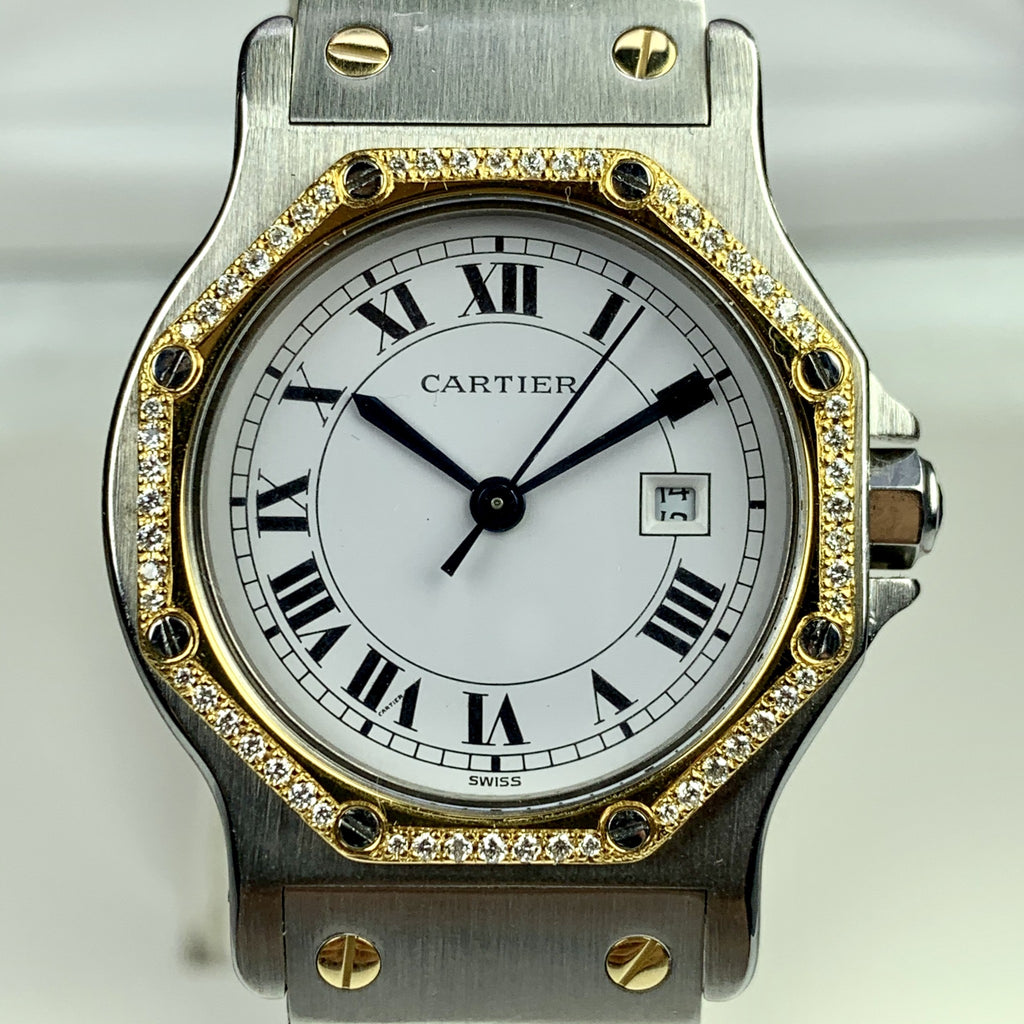 Cartier Santos Octagon 32mm Quartz 18k Gold and Steel