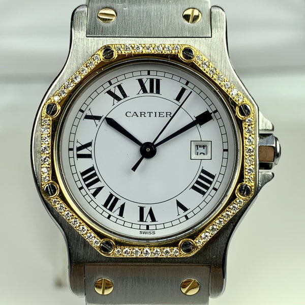 Cartier Santos Octagon 32mm Quartz 18k Gold and Steel