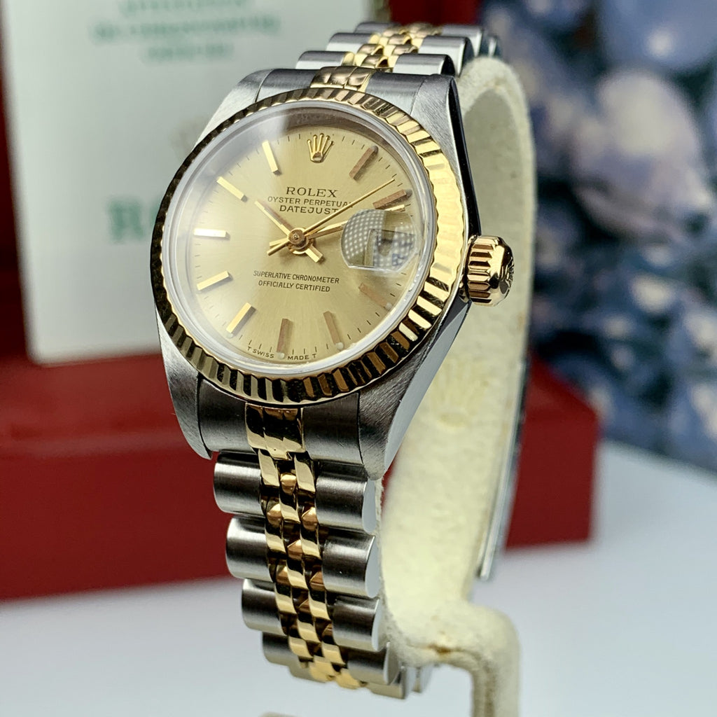 2002 Rolex Ladies DateJust Watch 18K Two Tone SS 79173 Full Set