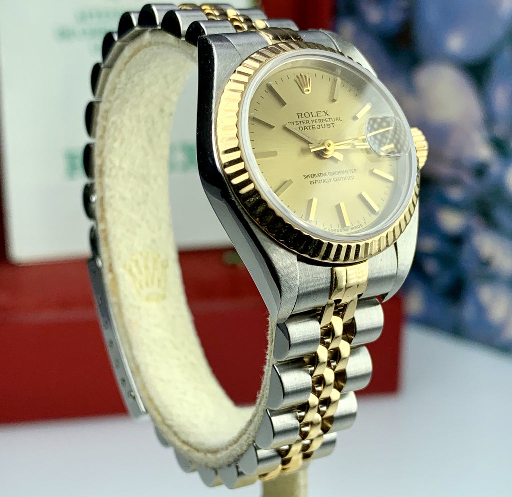 2002 Rolex Ladies DateJust Watch 18K Two Tone SS 79173 Full Set