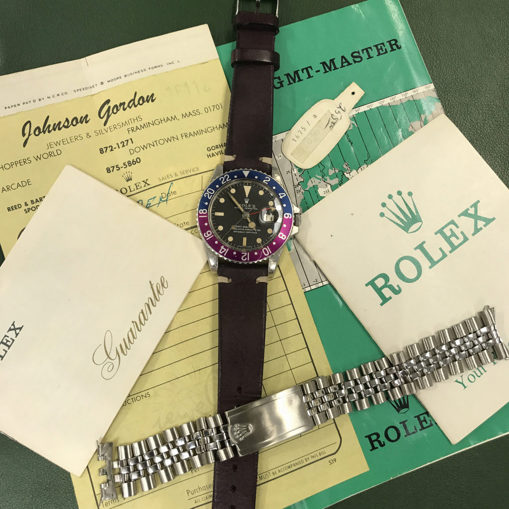 Rolex GMT 1675 Full Set Fuchsia unpolished Insert 1969’s
