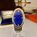 Movado Zenith Curved Allongèe Baignoire Oval 18k Solid Gold with Lapis Lazuli Dial