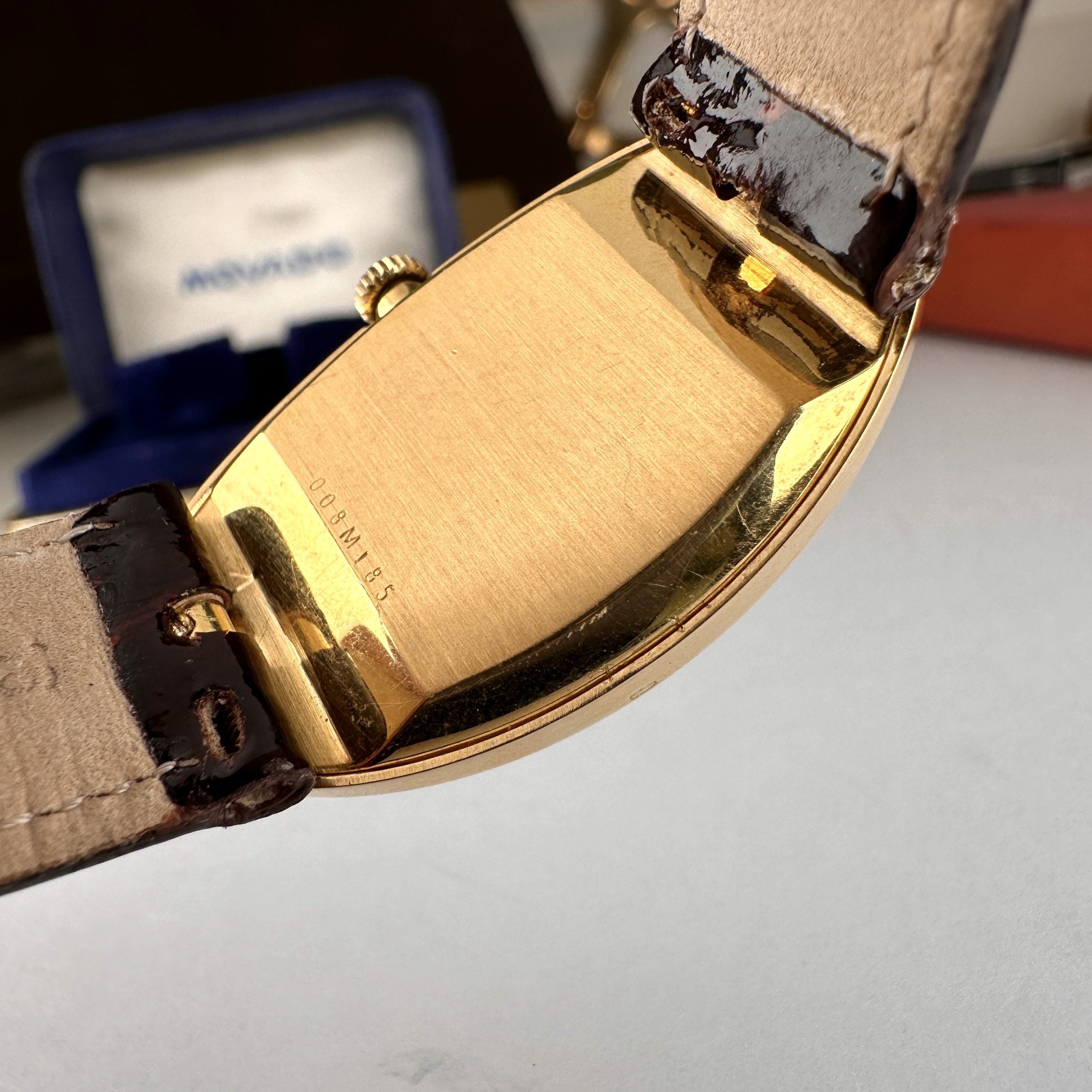 Movado Zenith Curved Allongèe Baignoire Oval 18k Solid Gold with Lapis Lazuli Dial