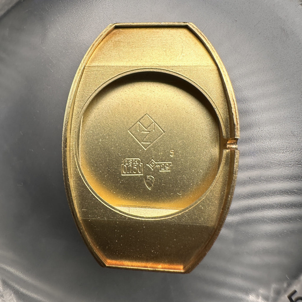 Movado Zenith Curved Allongèe Baignoire Oval 18k Solid Gold with Lapis Lazuli Dial