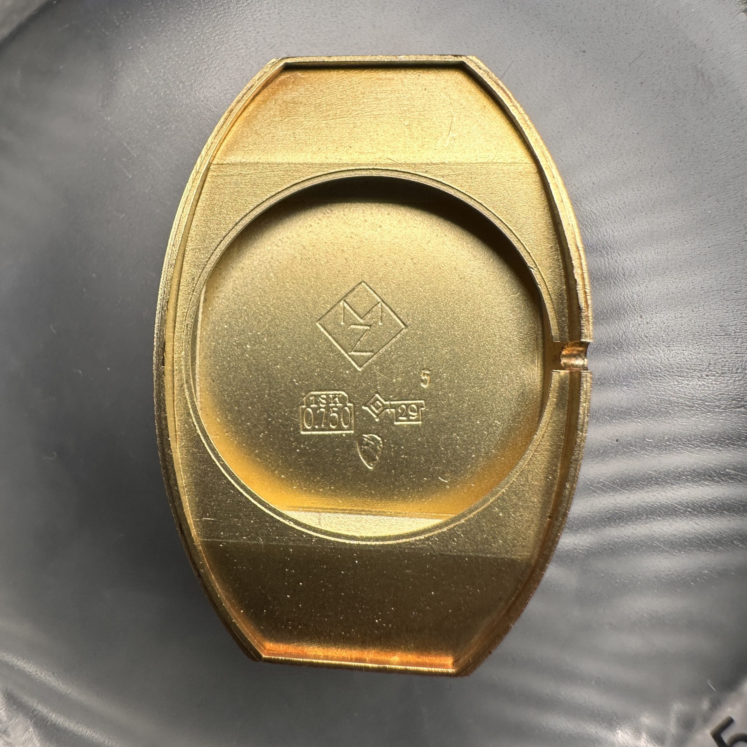 Movado Zenith Curved Allongèe Baignoire Oval 18k Solid Gold with Lapis Lazuli Dial