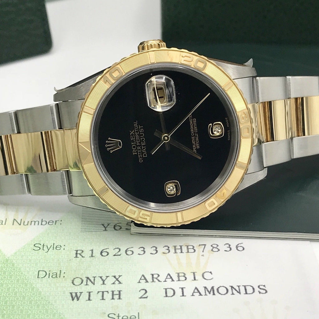 NOS Rolex 16263 DateJust FACTORY Onyx Diamond Dial Full set 2003 box & Papers
