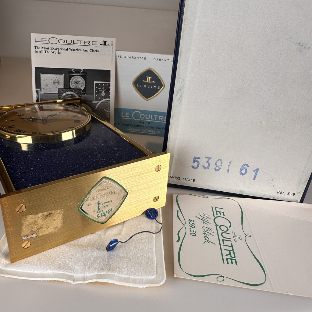 1960’s Jaeger LeCoultre Desk Clock ref. 539 New Old Stock NOS with Box and Papers