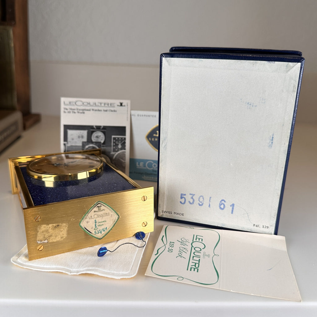 1960’s Jaeger LeCoultre Desk Clock ref. 539 New Old Stock NOS with Box and Papers