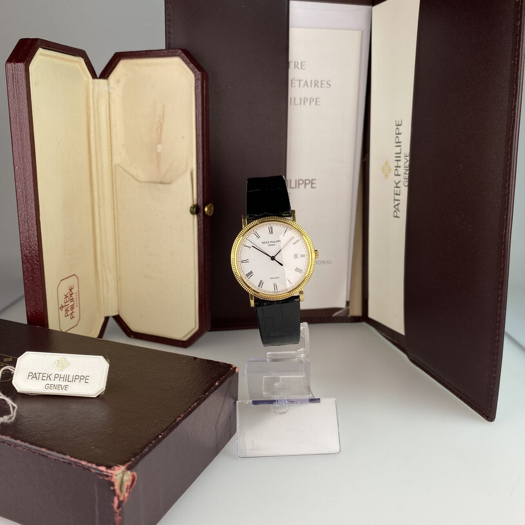 Patek Philippe Ref 3944 J Calatrava Retailed by Tiffany & Co.18k Yellow Gold Complete Set Box and Papers