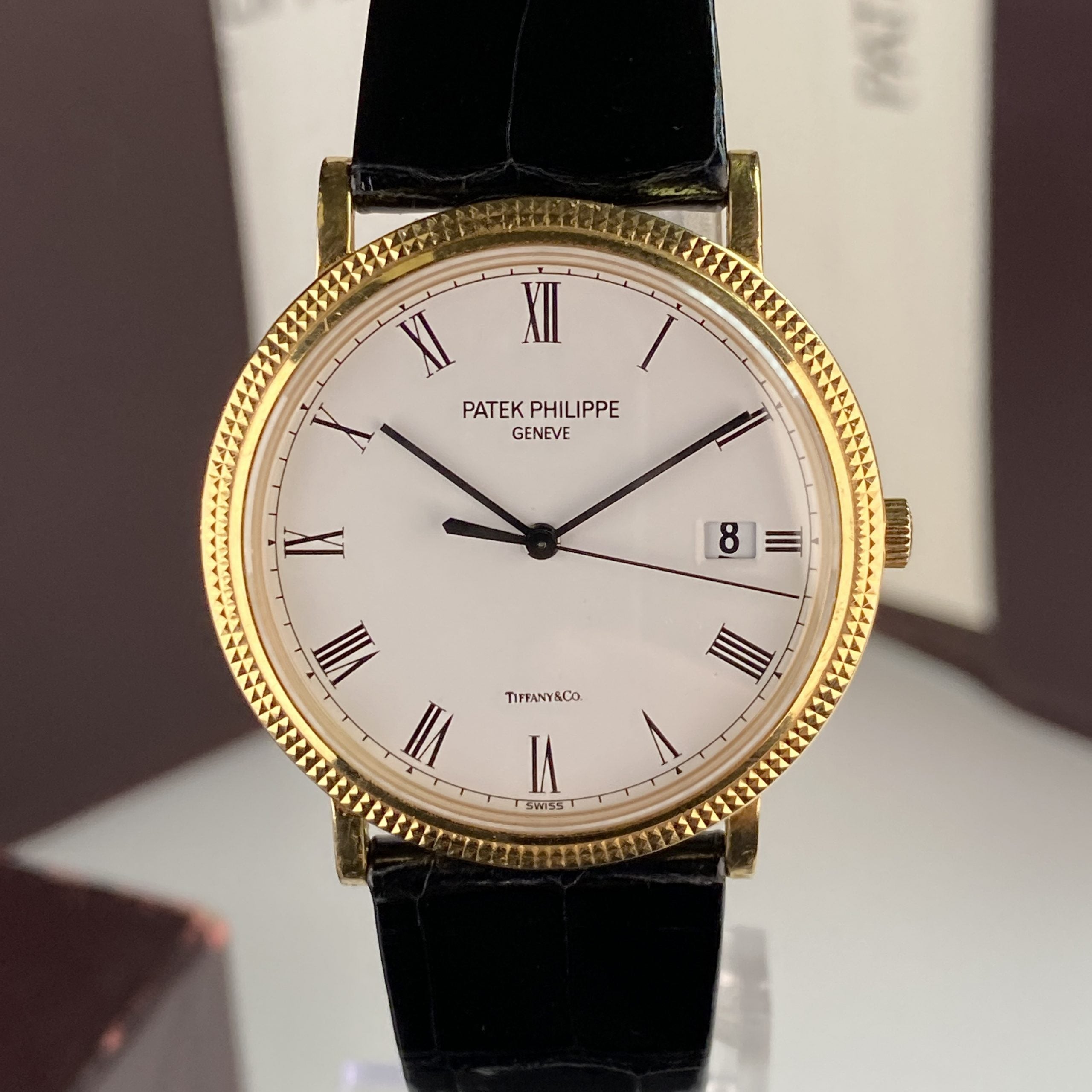 Patek Philippe Ref 3944 J Calatrava Retailed by Tiffany & Co.18k Yellow Gold Complete Set Box and Papers